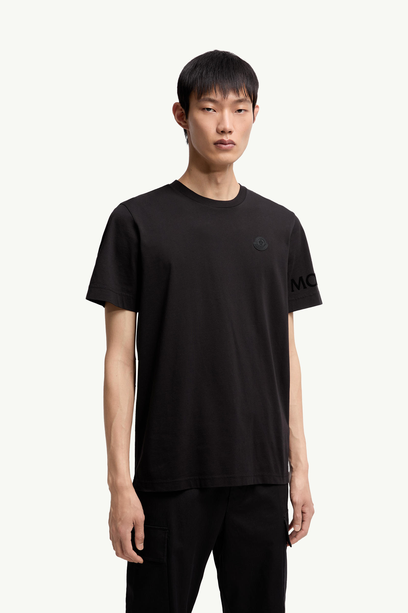 T-shirt en coton à logo Hommes Noir Moncler 3