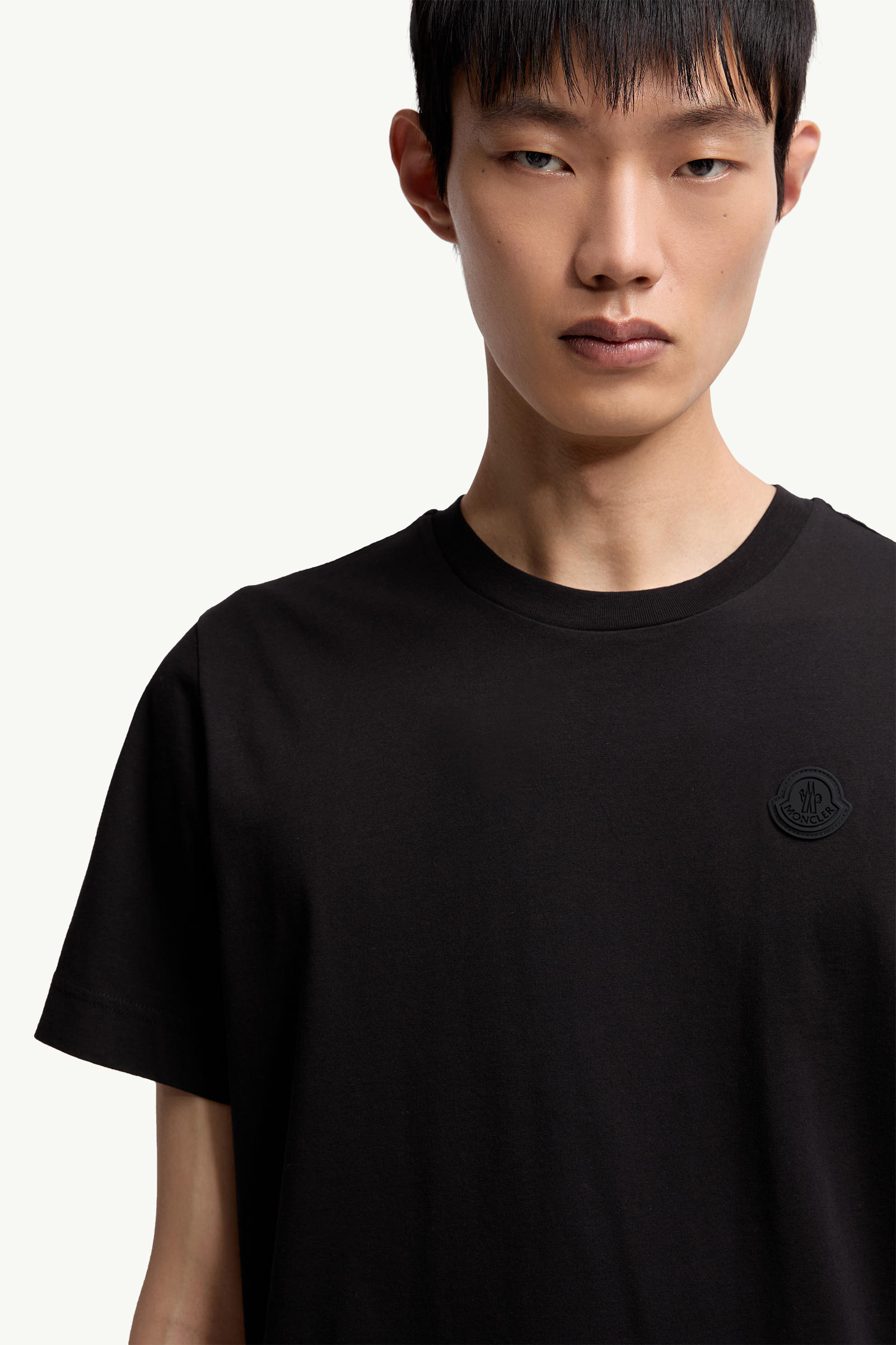T-shirt en coton à logo Hommes Noir Moncler 5