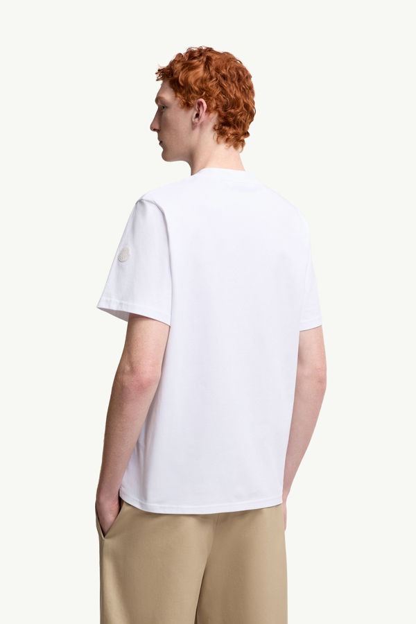 Overlapped Logo Cotton T-Shirt Men White Moncler 4