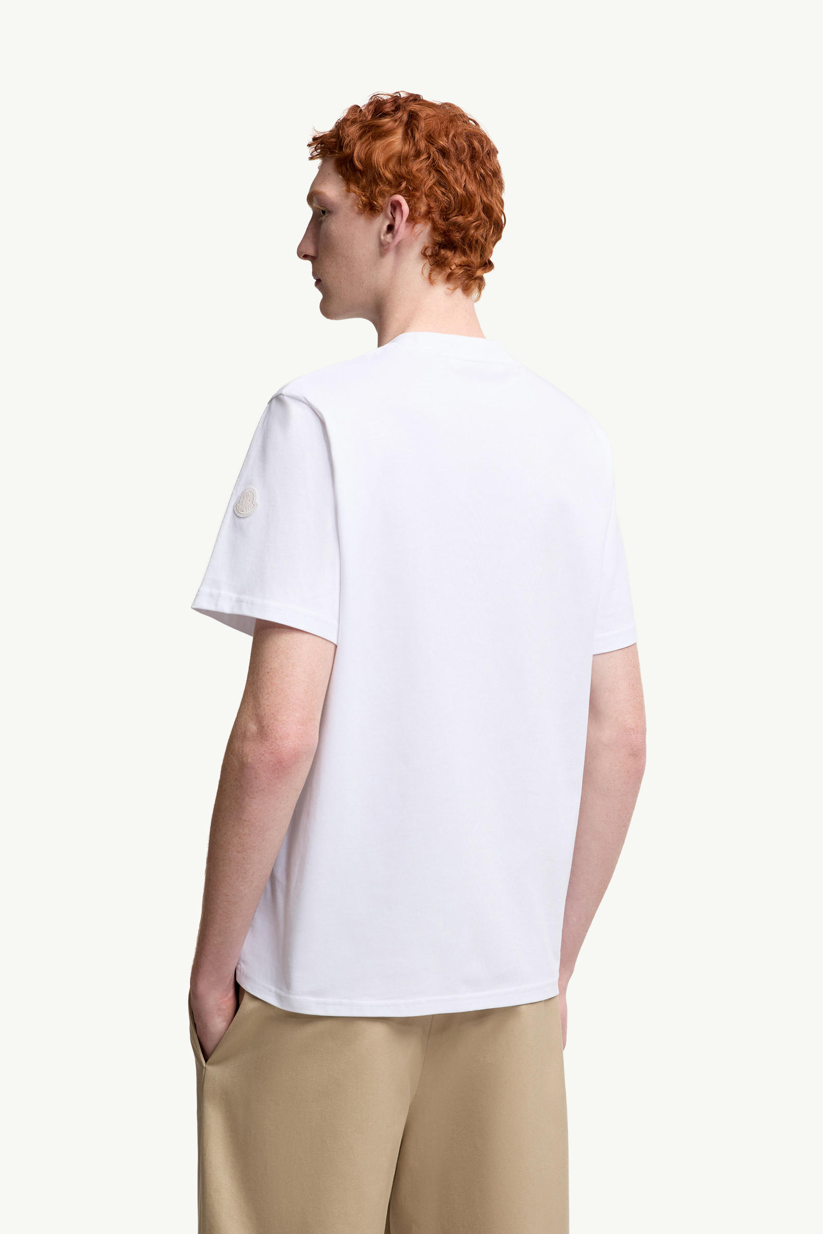 T-shirt en coton à logo superposé Hommes Blanc Moncler 4