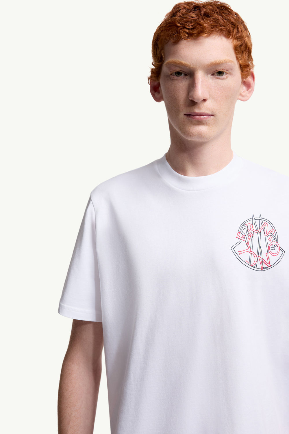 Overlapped Logo Cotton T-Shirt Men White Moncler 5