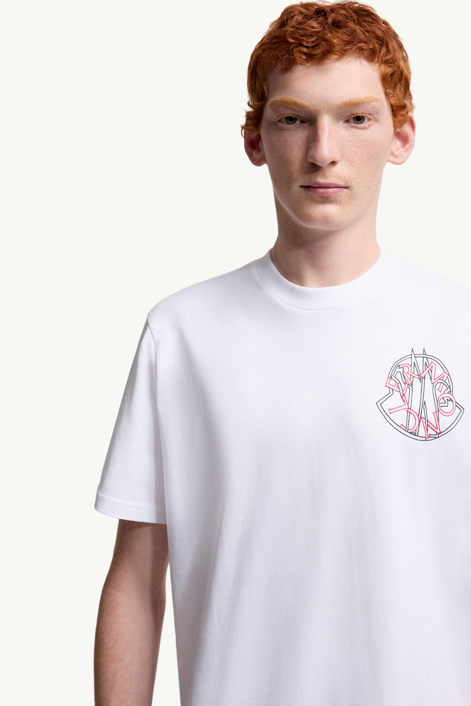 Overlapped Logo Cotton T-Shirt Men White Moncler 5