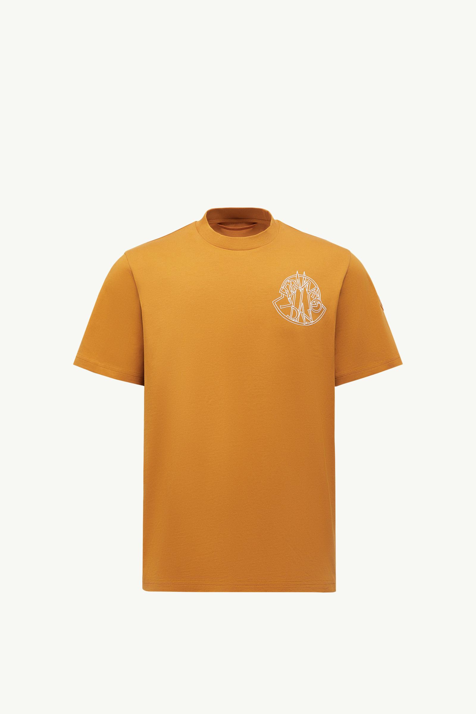 Ochre Yellow Overlapped Logo Cotton T-Shirt - Polos & T-shirts for
