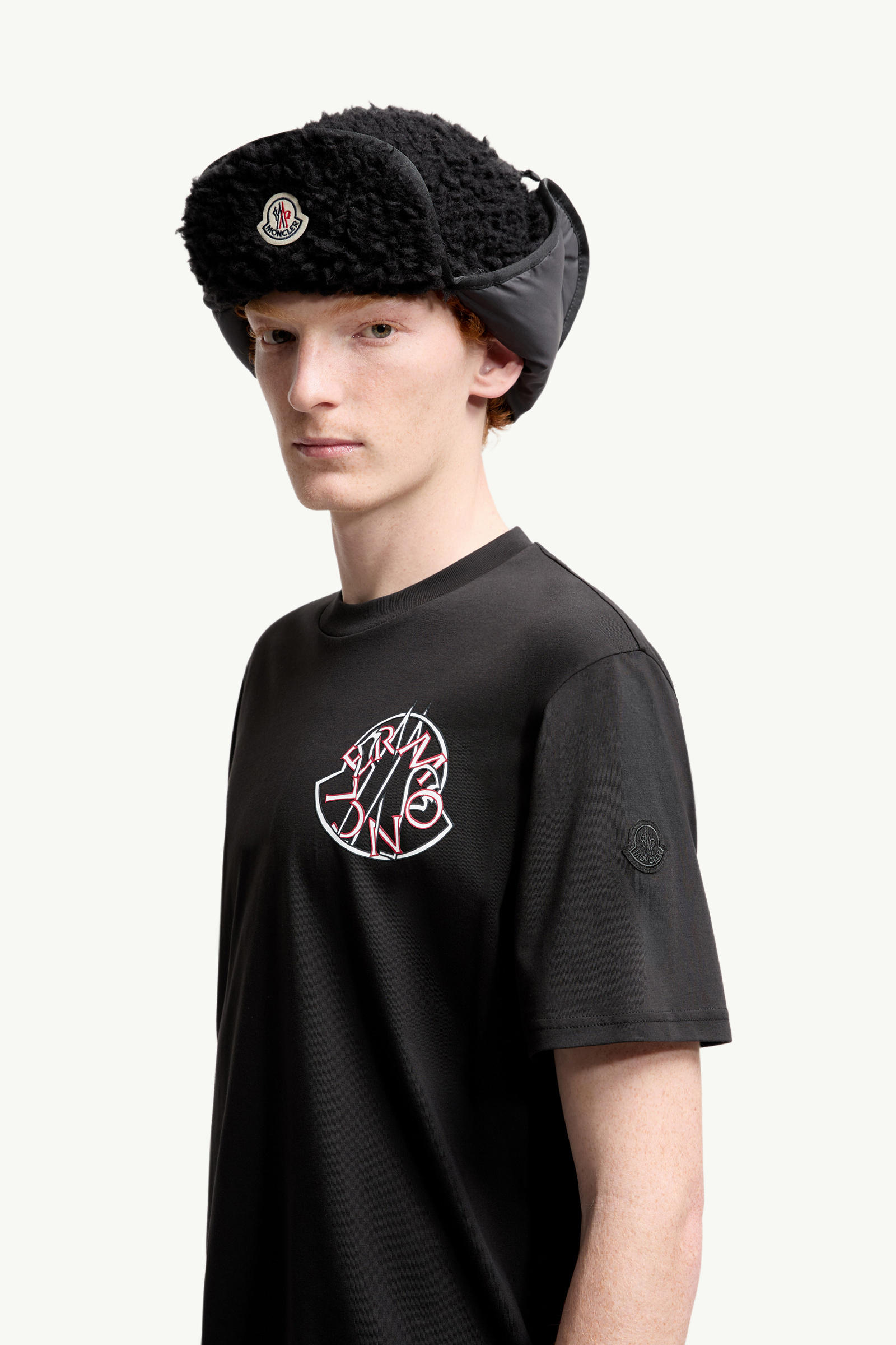 Overlapped Logo Cotton T-Shirt Men Black Moncler 1