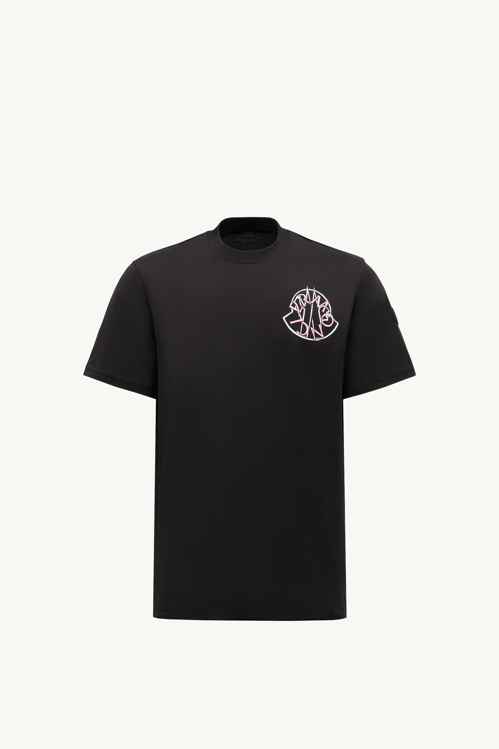 Overlapped Logo Cotton T-Shirt Men Black Moncler 2