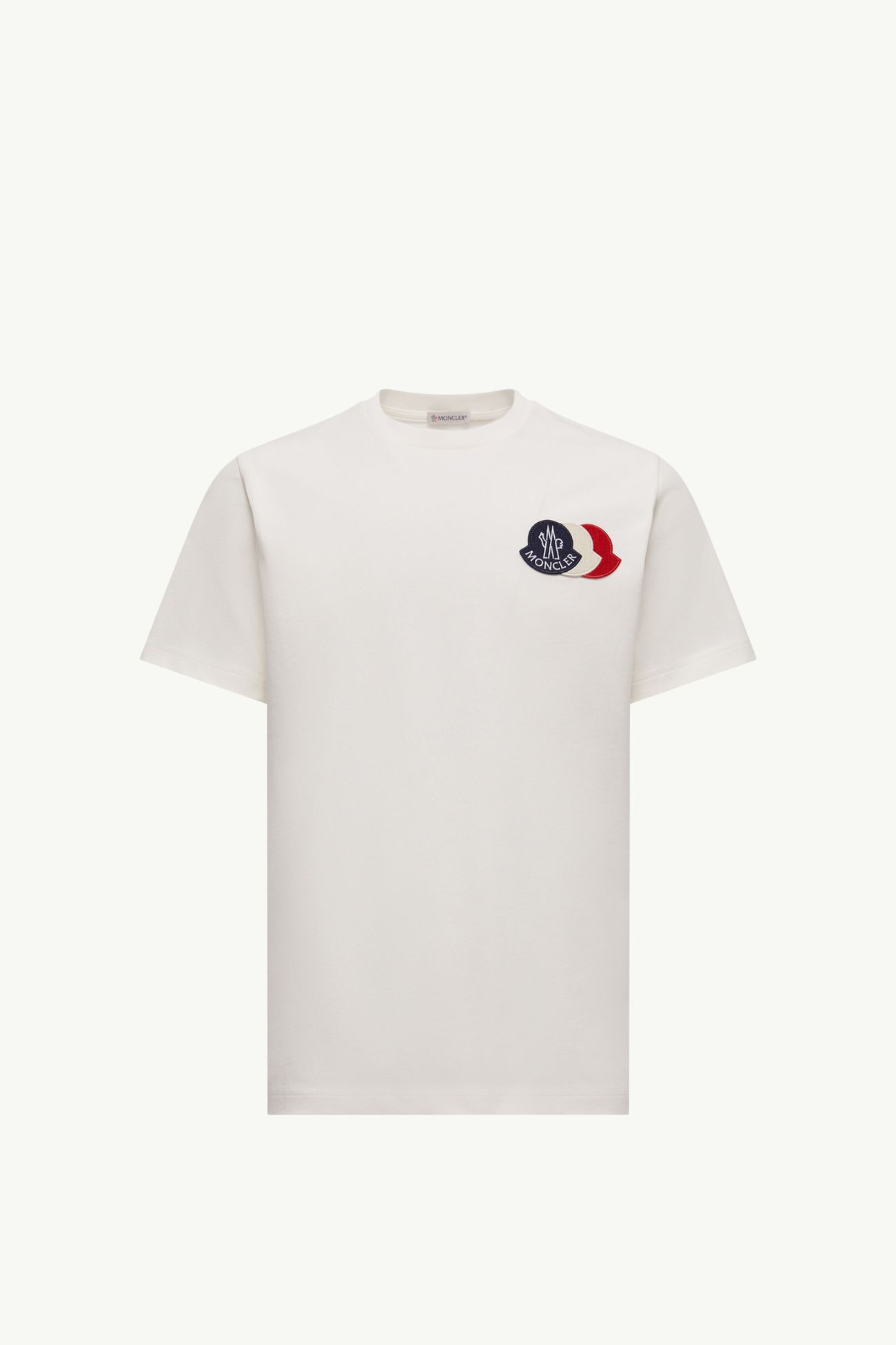 Camiseta de algodón con logotipo tricolor bordado Hombre Blanco Moncler 2
