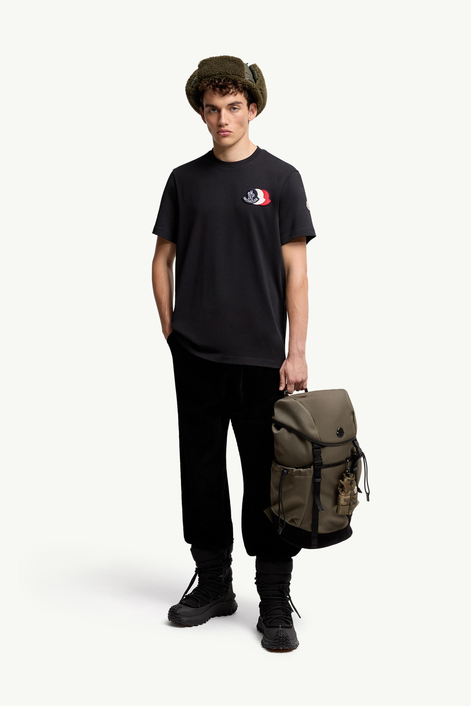 Embroidered Tricolour Logo Cotton T-Shirt Men Navy Blue Moncler 0