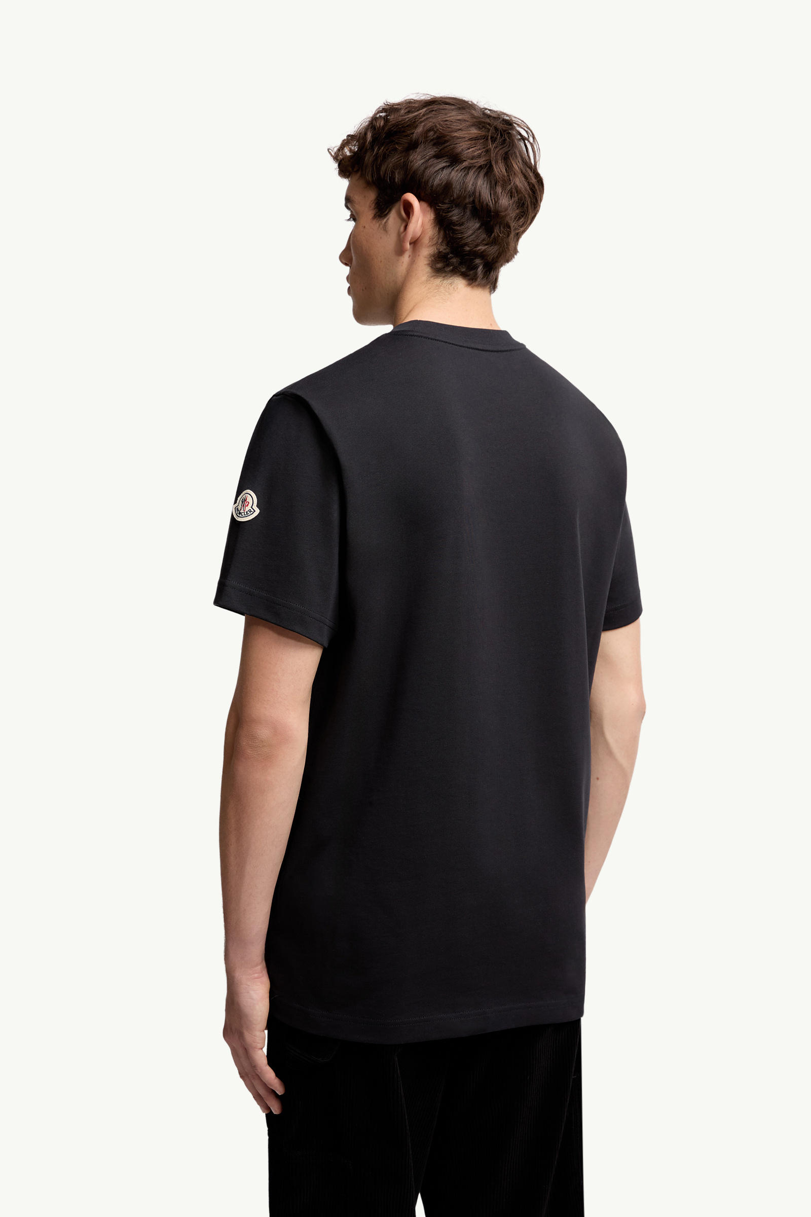Embroidered Tricolour Logo Cotton T-Shirt Men Navy Blue Moncler 4