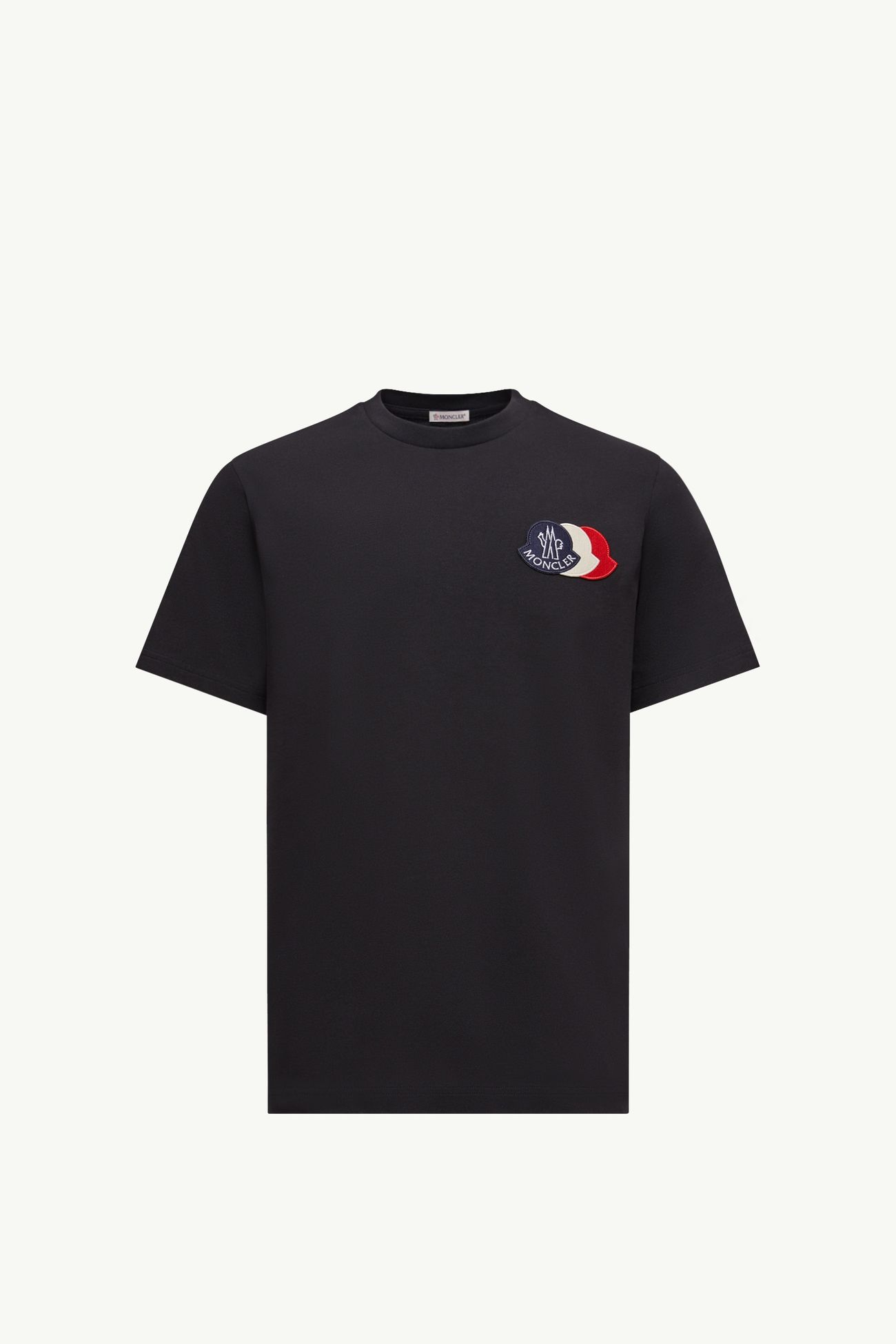 Camiseta de algodón con logotipo tricolor bordado Hombre Azul marino Moncler 2