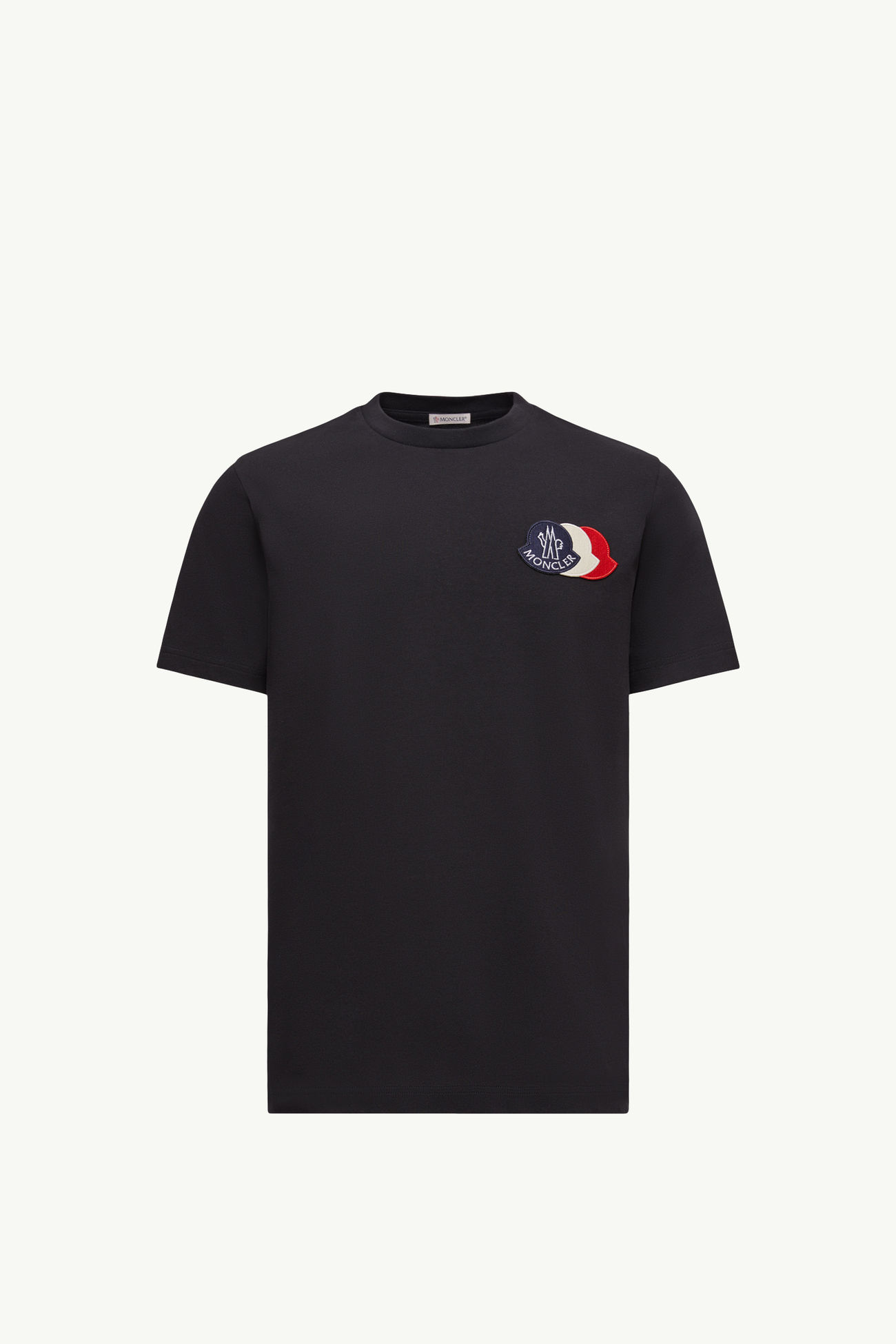 T-Shirt aus Baumwolle mit dreifarbiger Logostickerei Herren Navyblau Moncler 2