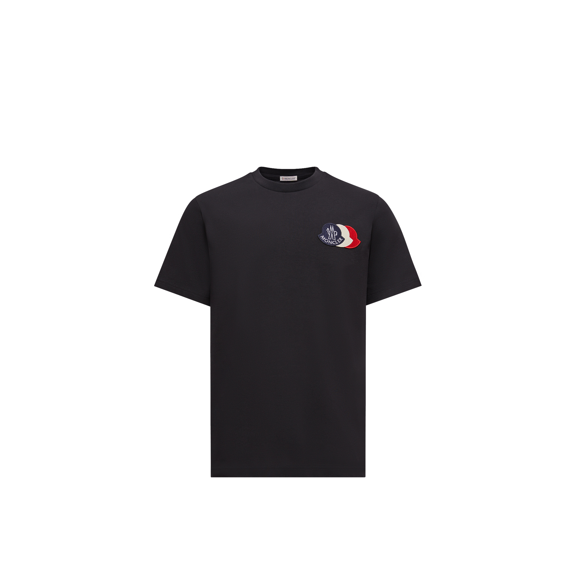 MONCLER COLLECTION Embroidered Tricolour Logo Cotton T-Shirt, Men, Blue, Size: L