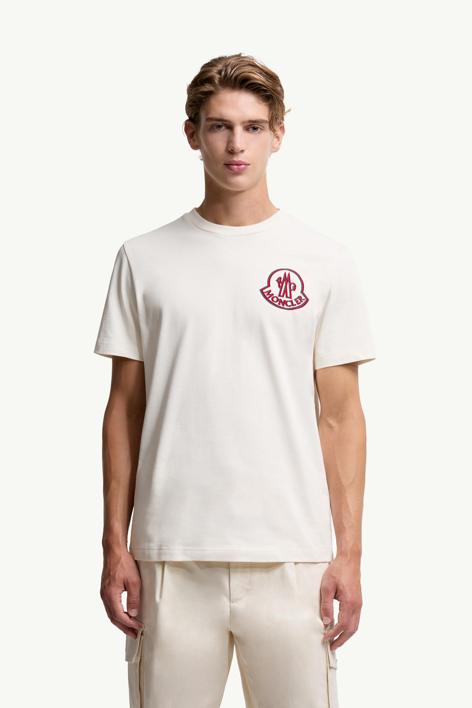 Logo Cotton T-Shirt Men White Moncler 3