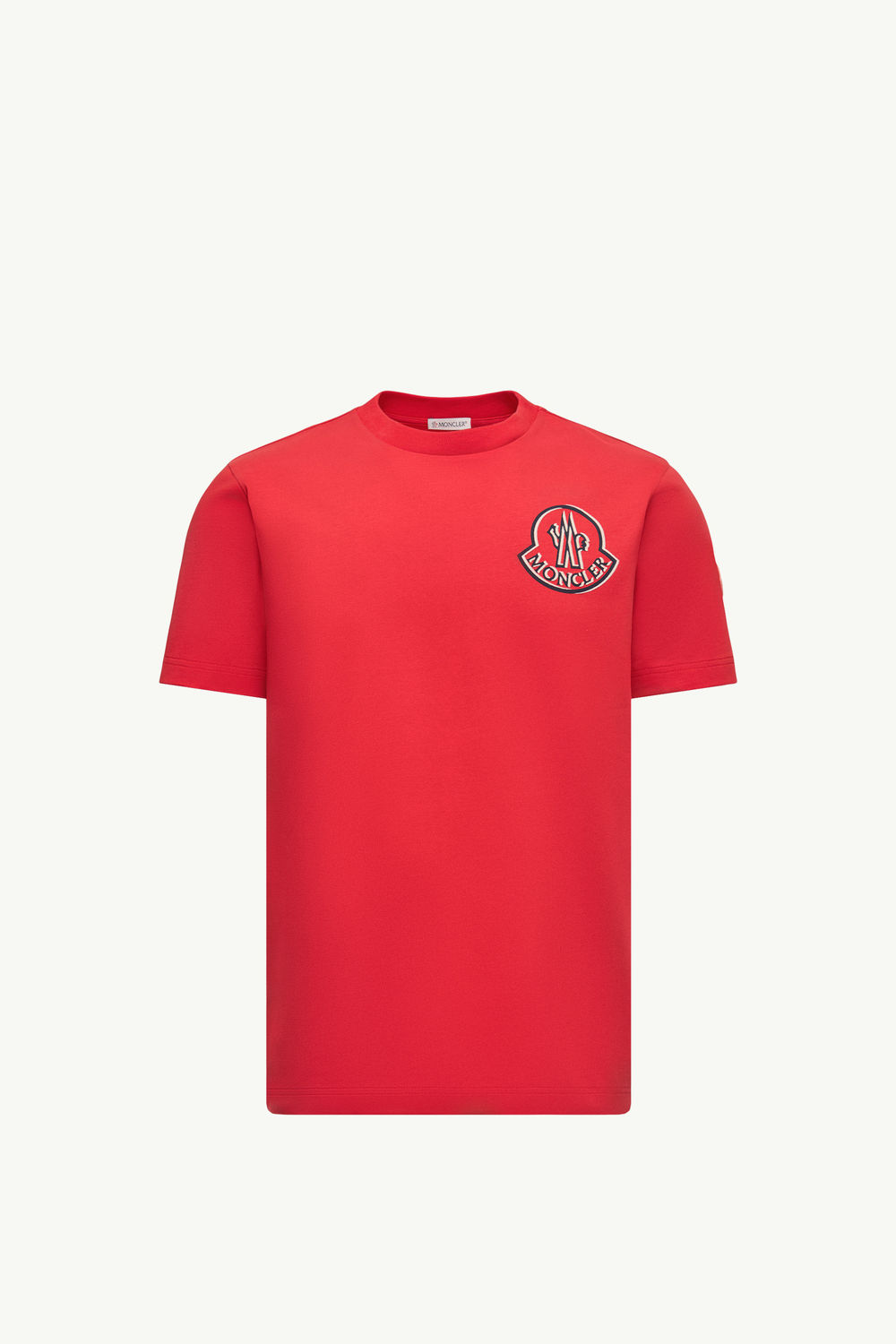 Logo Cotton T-Shirt Men Coral Red Moncler 2
