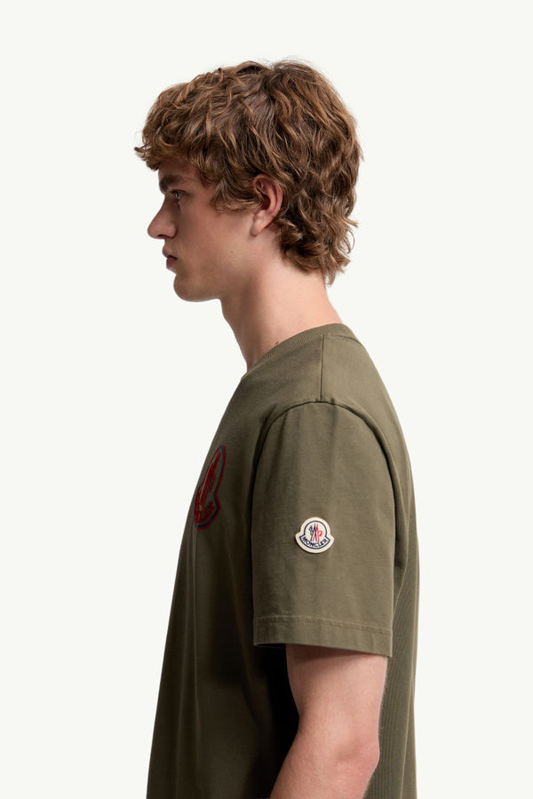 Logo Cotton T-Shirt Men Olive Green Moncler 1