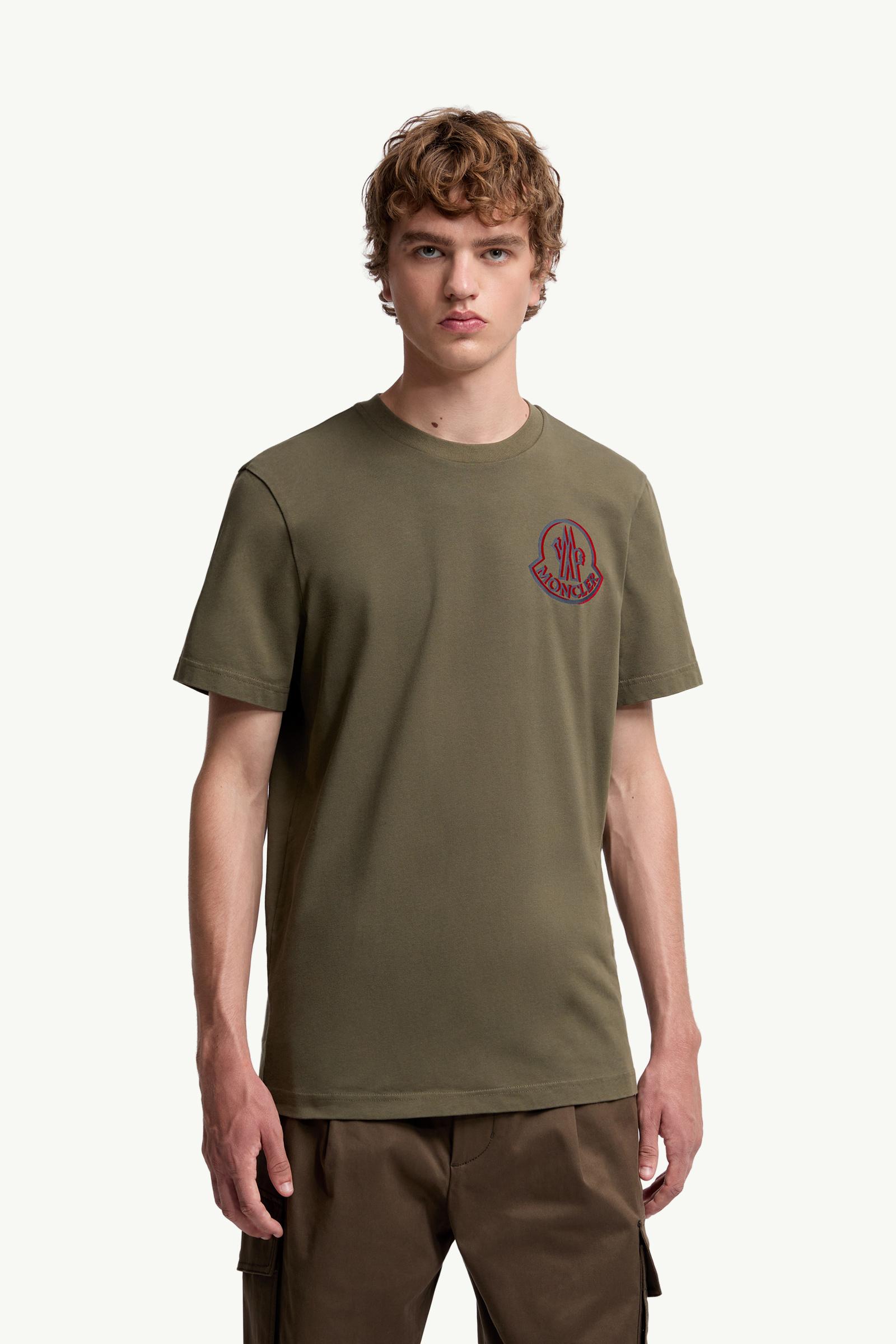 Olive Green Logo Cotton T-Shirt - Polos & T-shirts for Men