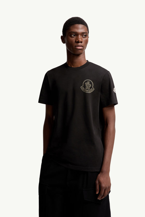Camiseta de algodón con logotipo Hombre Negro Moncler 3