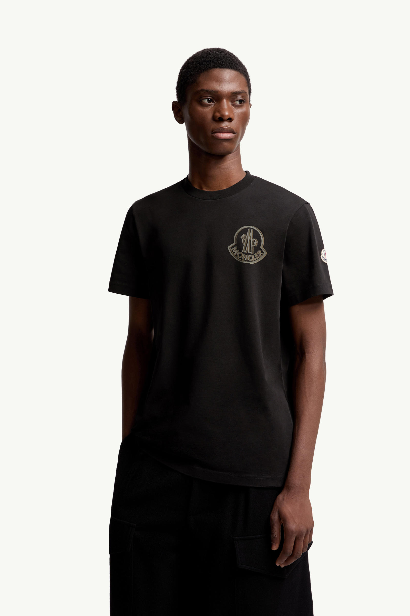 Logo Cotton T-Shirt Men Black Moncler 3