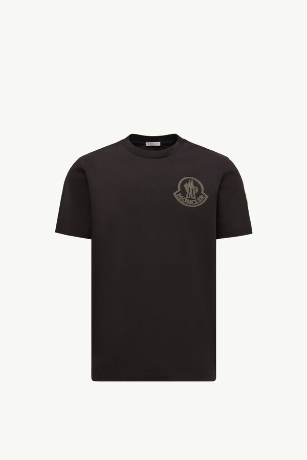 Camiseta de algodón con logotipo Hombre Negro Moncler 2