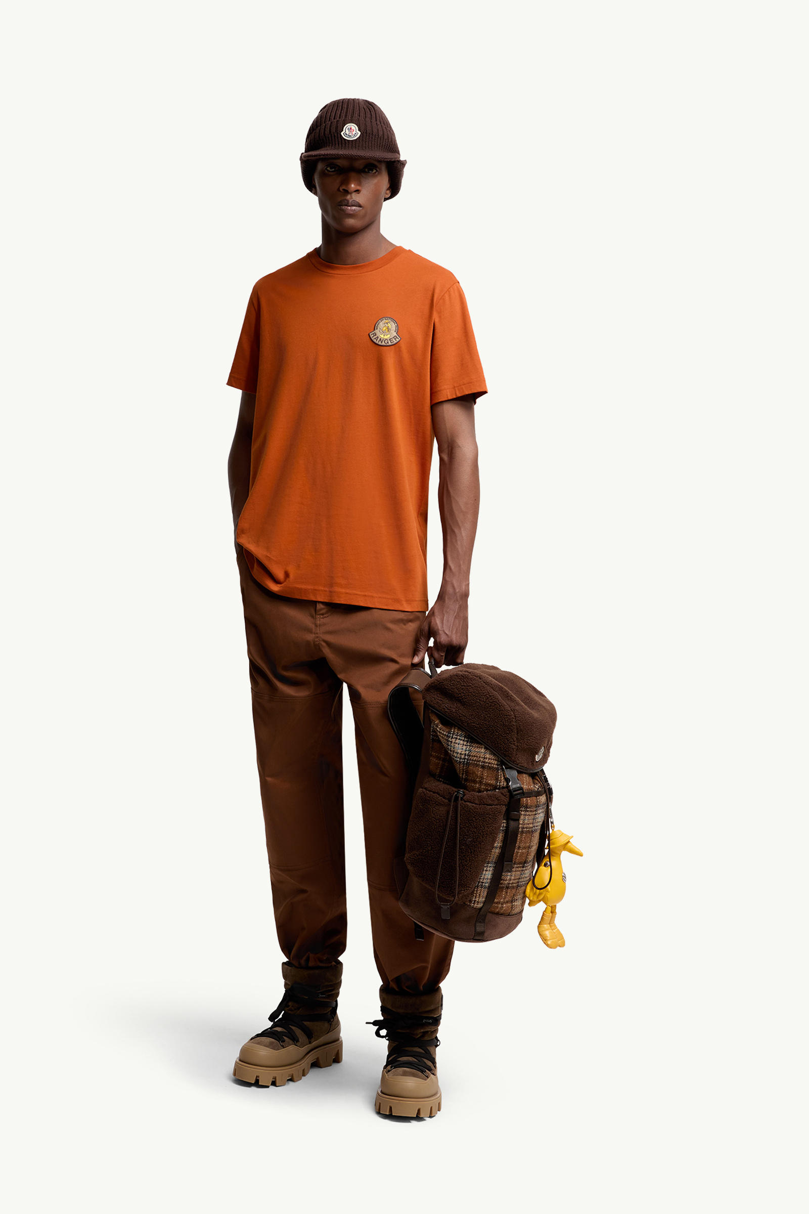 T-shirt en coton à logo Mon Duck Hommes Orange Moncler 0