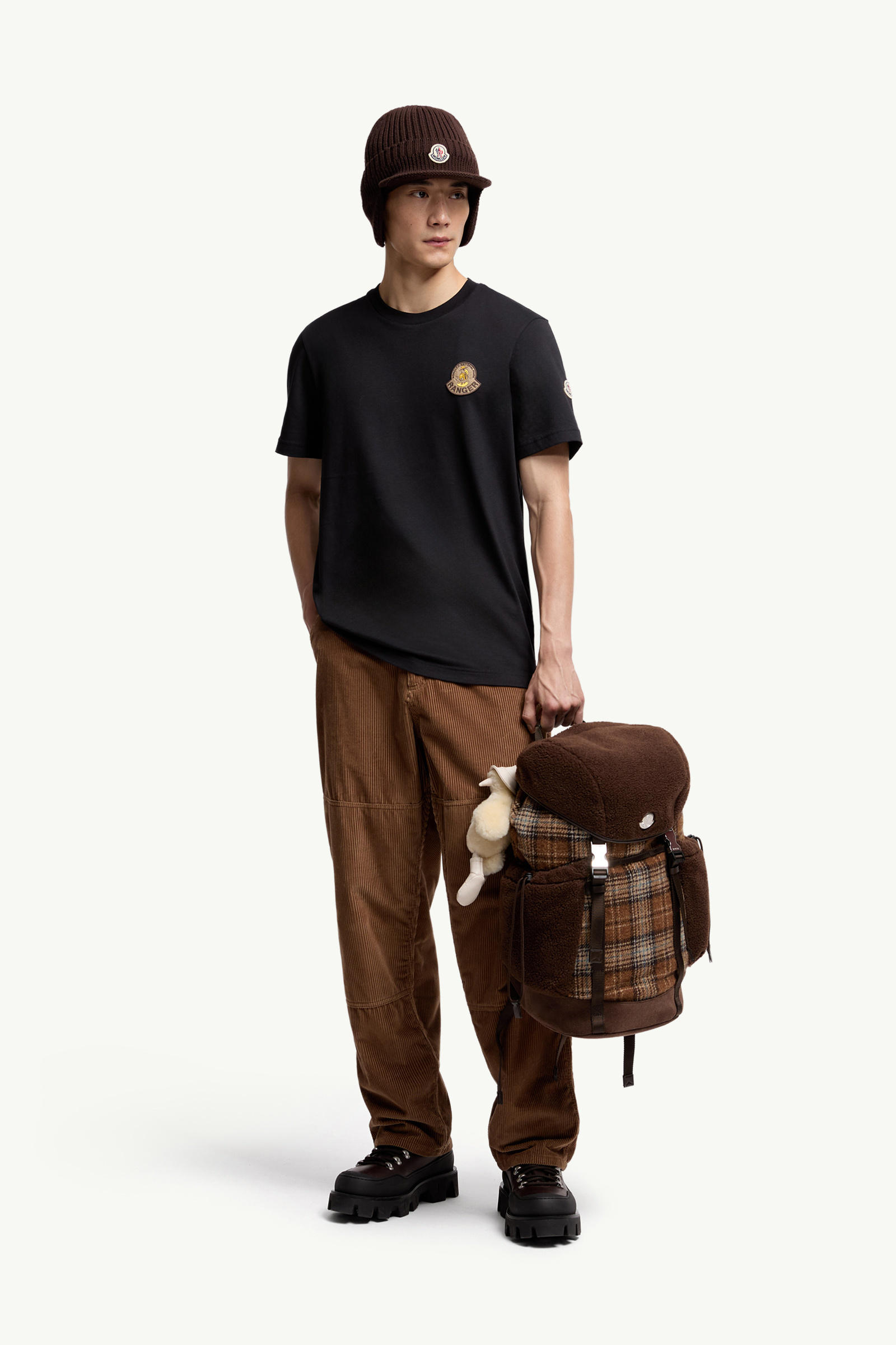 T-shirt en coton à logo Mon Duck Hommes Noir Moncler 0