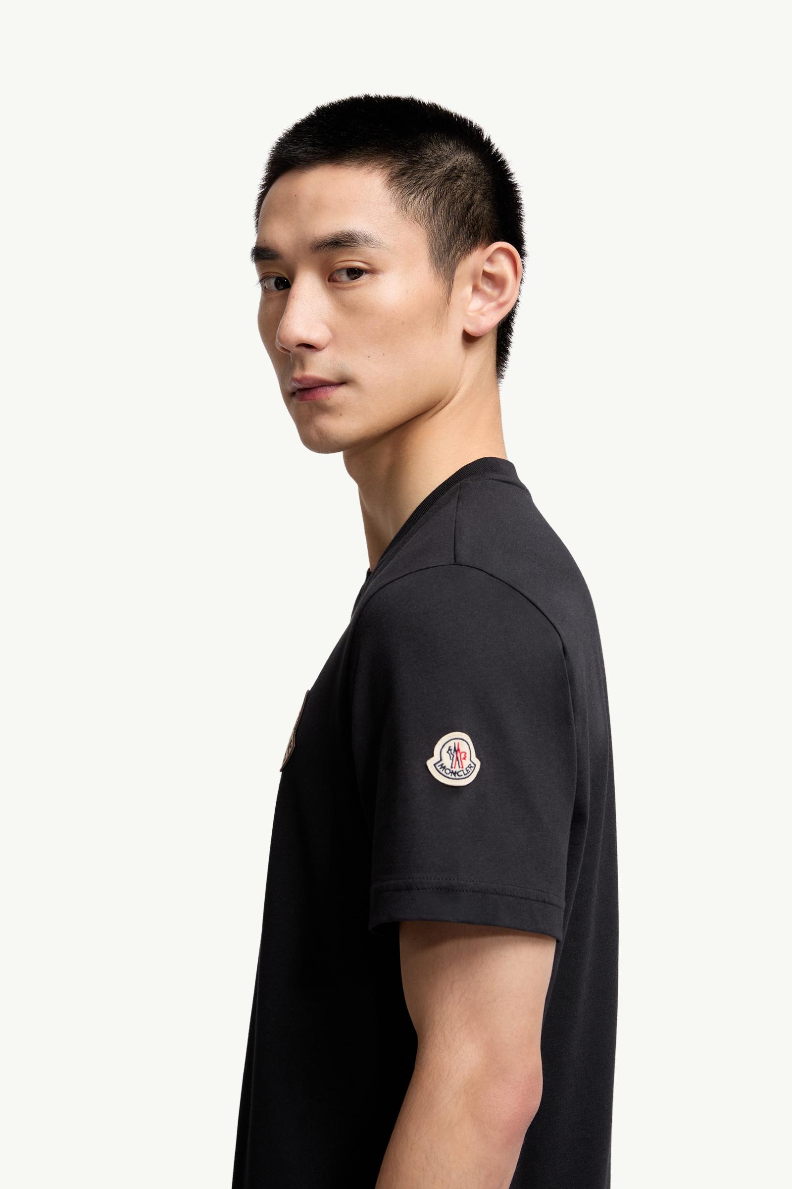 T-shirt en coton à logo Mon Duck Hommes Noir Moncler 1