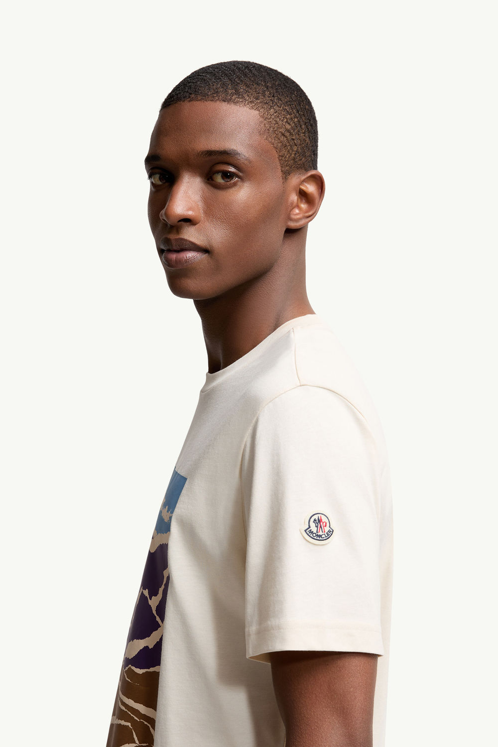 Mountain Print Cotton T-Shirt Men White Moncler 1