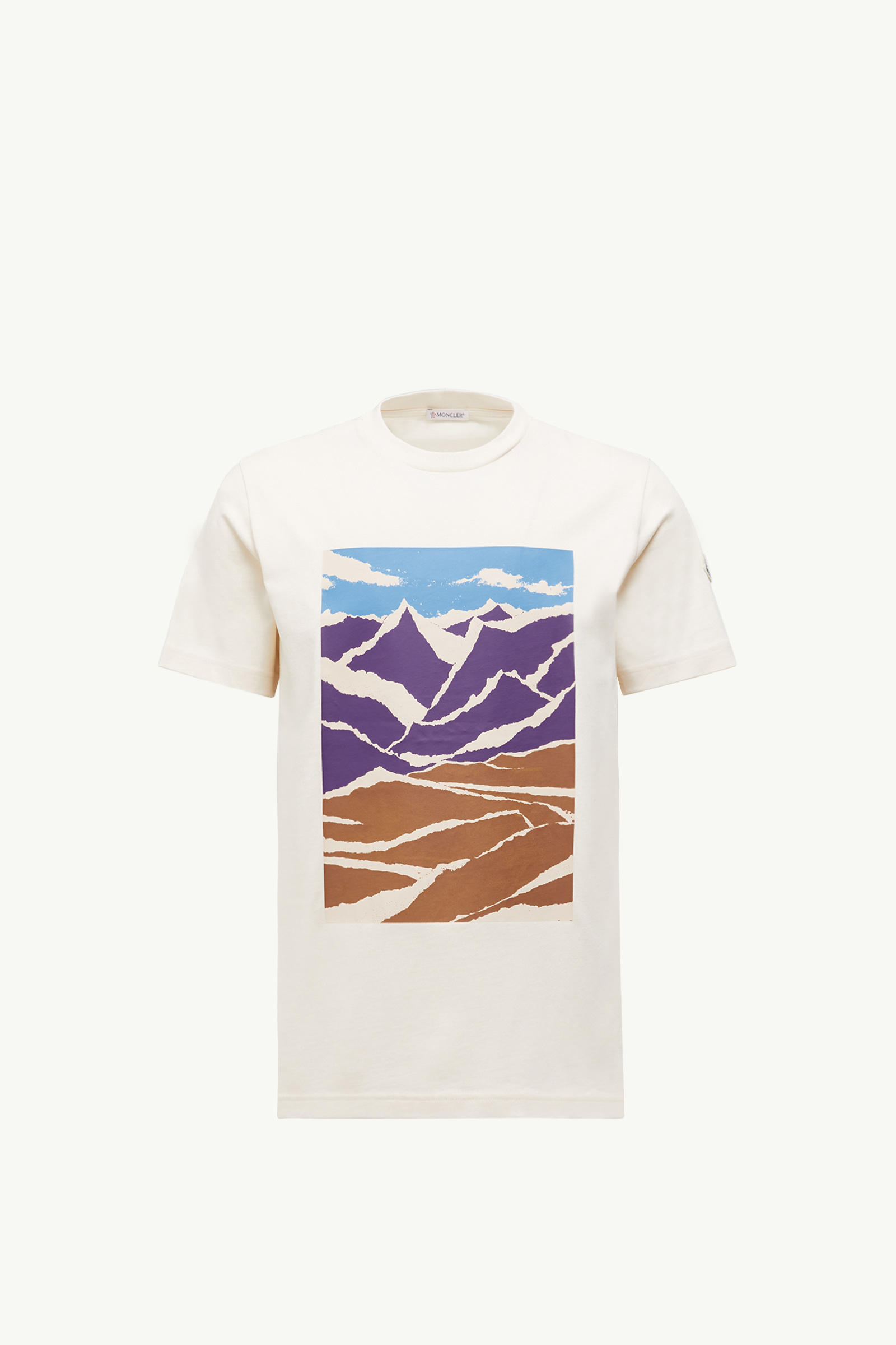 Mountain Print Cotton T-Shirt Men White Moncler 2