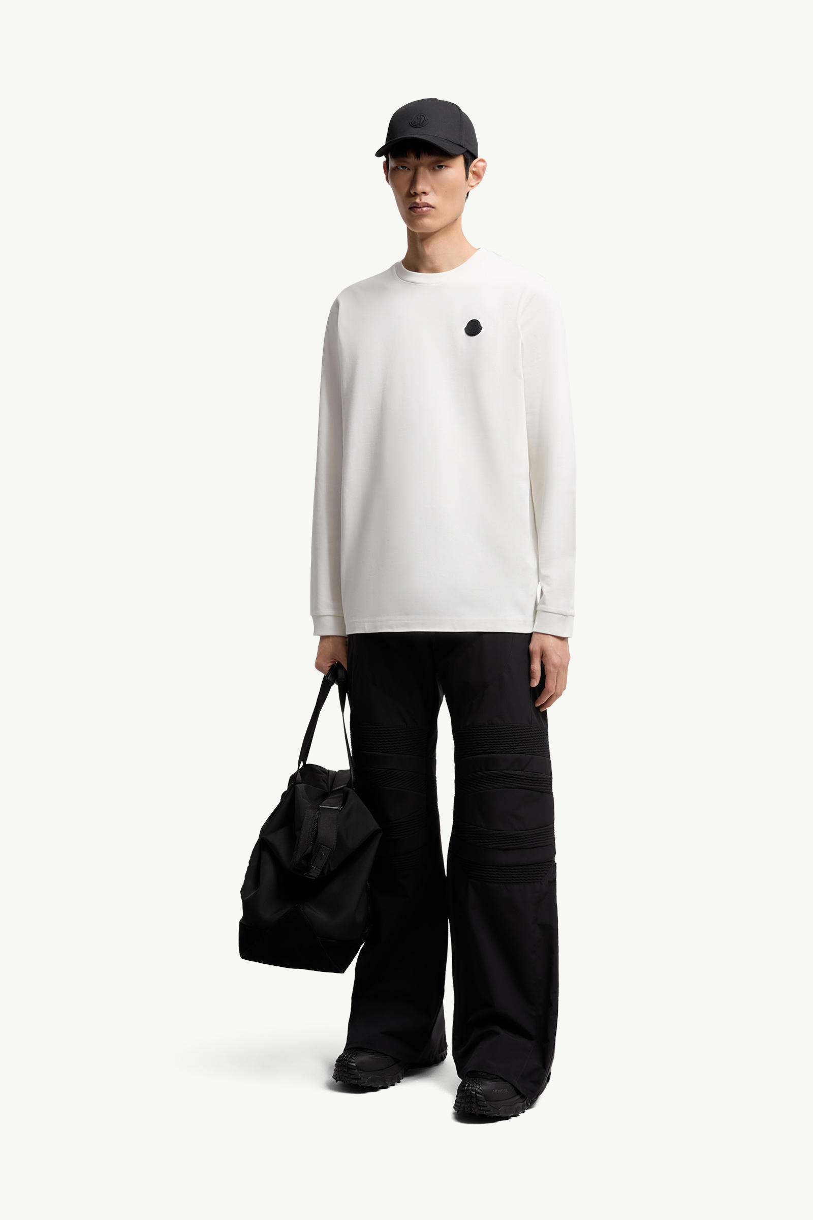T-shirt a maniche lunghe in cotone con logo grafico Uomo Bianco Moncler 0