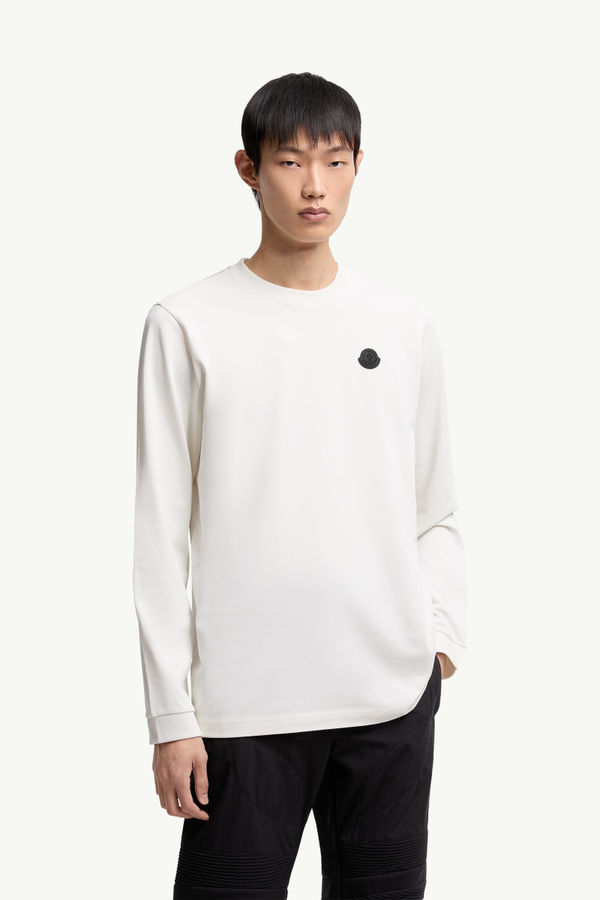 T-shirt a maniche lunghe in cotone con logo grafico Uomo Bianco Moncler 3
