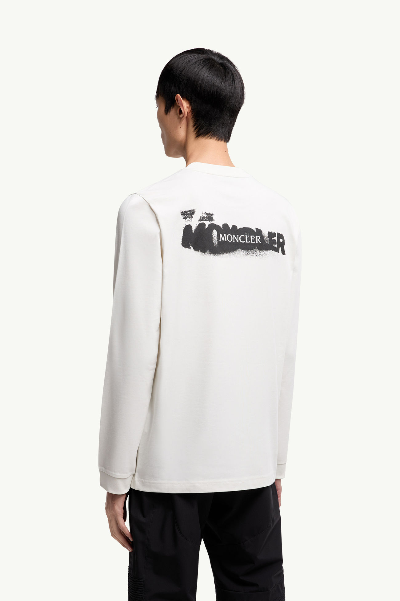 Camiseta de algodón de manga larga con logotipo gráfico Hombre Blanco Moncler 4