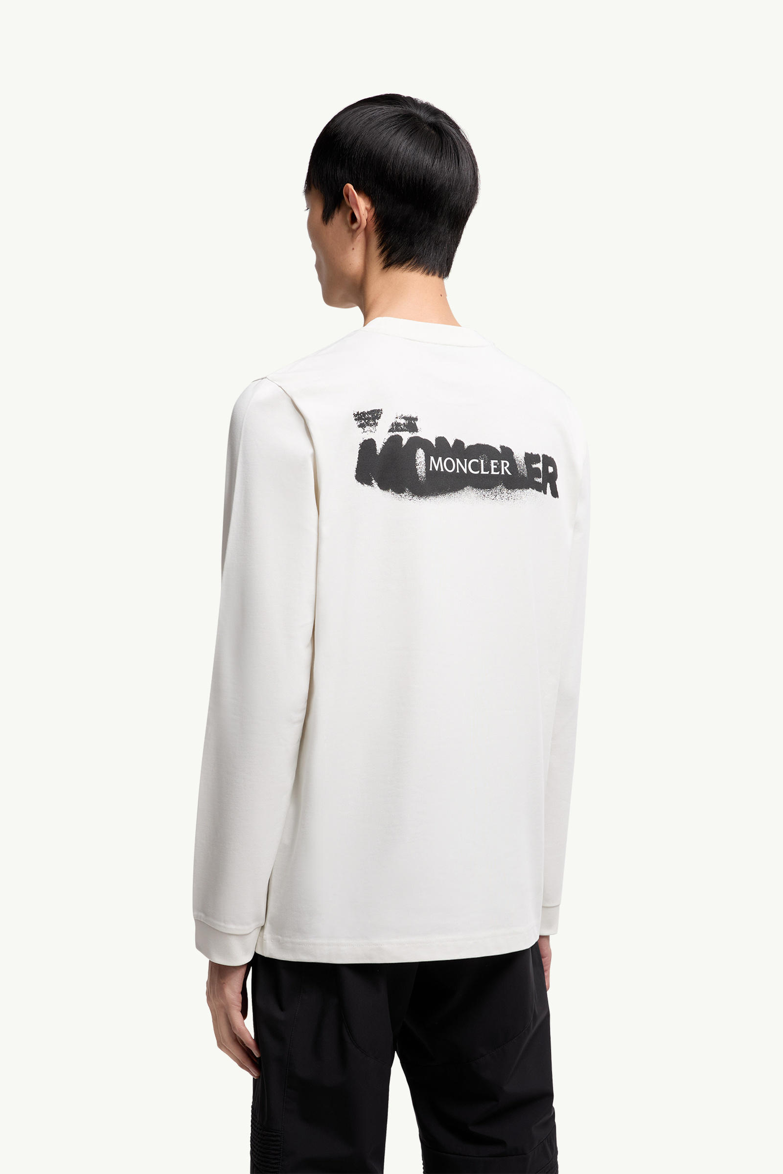 T-shirt a maniche lunghe in cotone con logo grafico Uomo Bianco Moncler 4