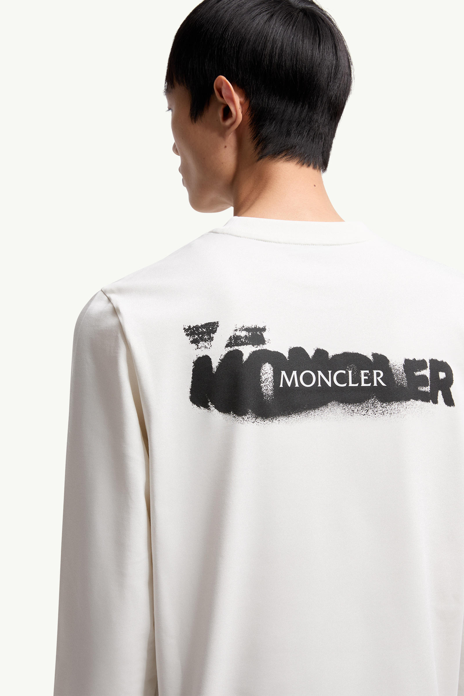 T-shirt a maniche lunghe in cotone con logo grafico Uomo Bianco Moncler 5