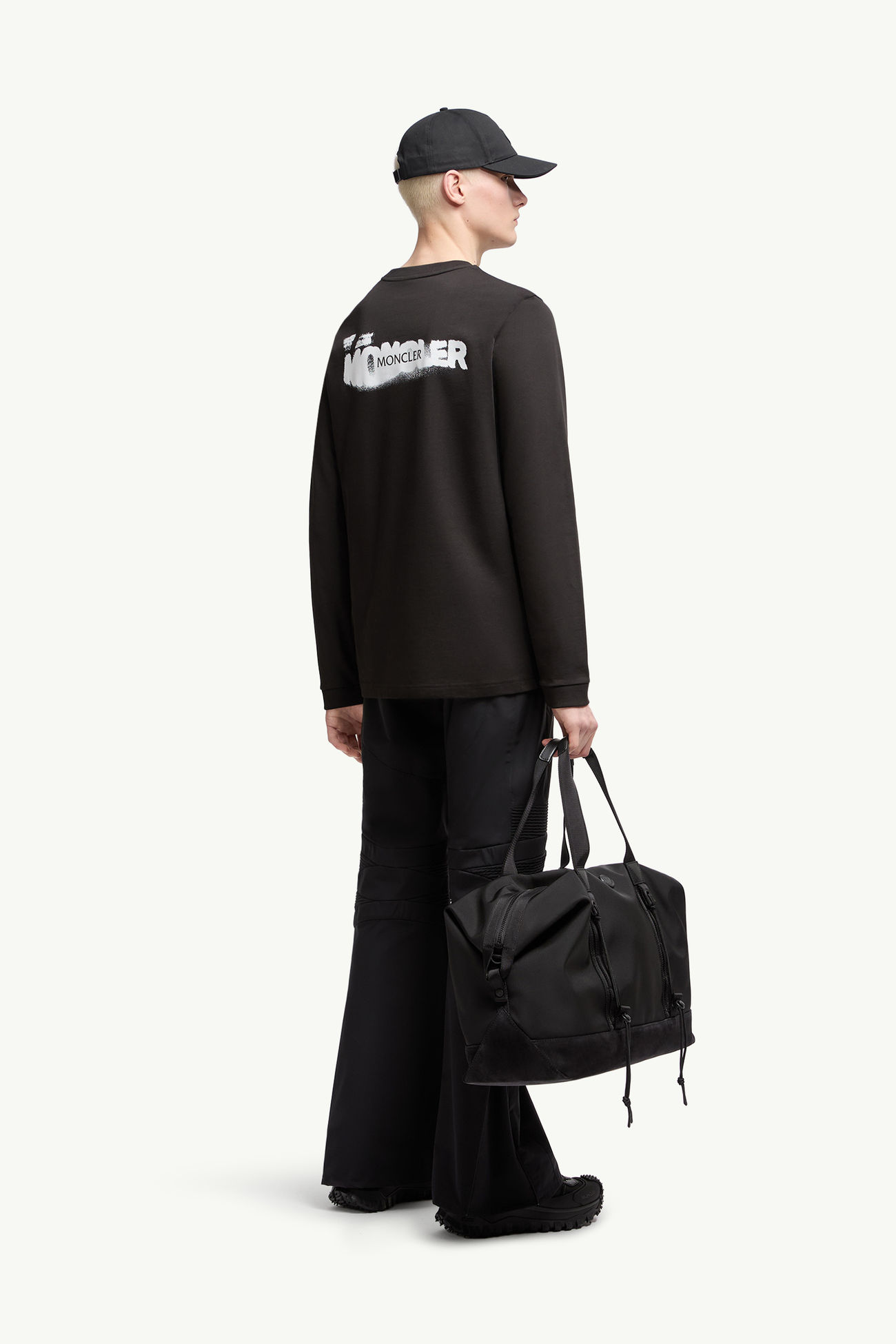 Langärmeliges T-Shirt aus Baumwolle mit grafischem Logo Herren Schwarz Moncler 0