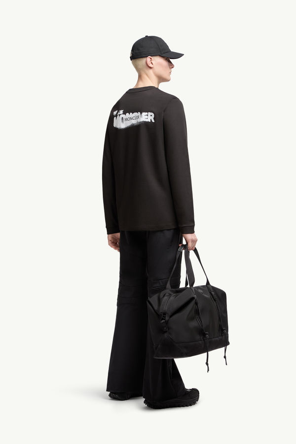 T-shirt à manches longues en coton à logo graphique Hommes Noir Moncler 0