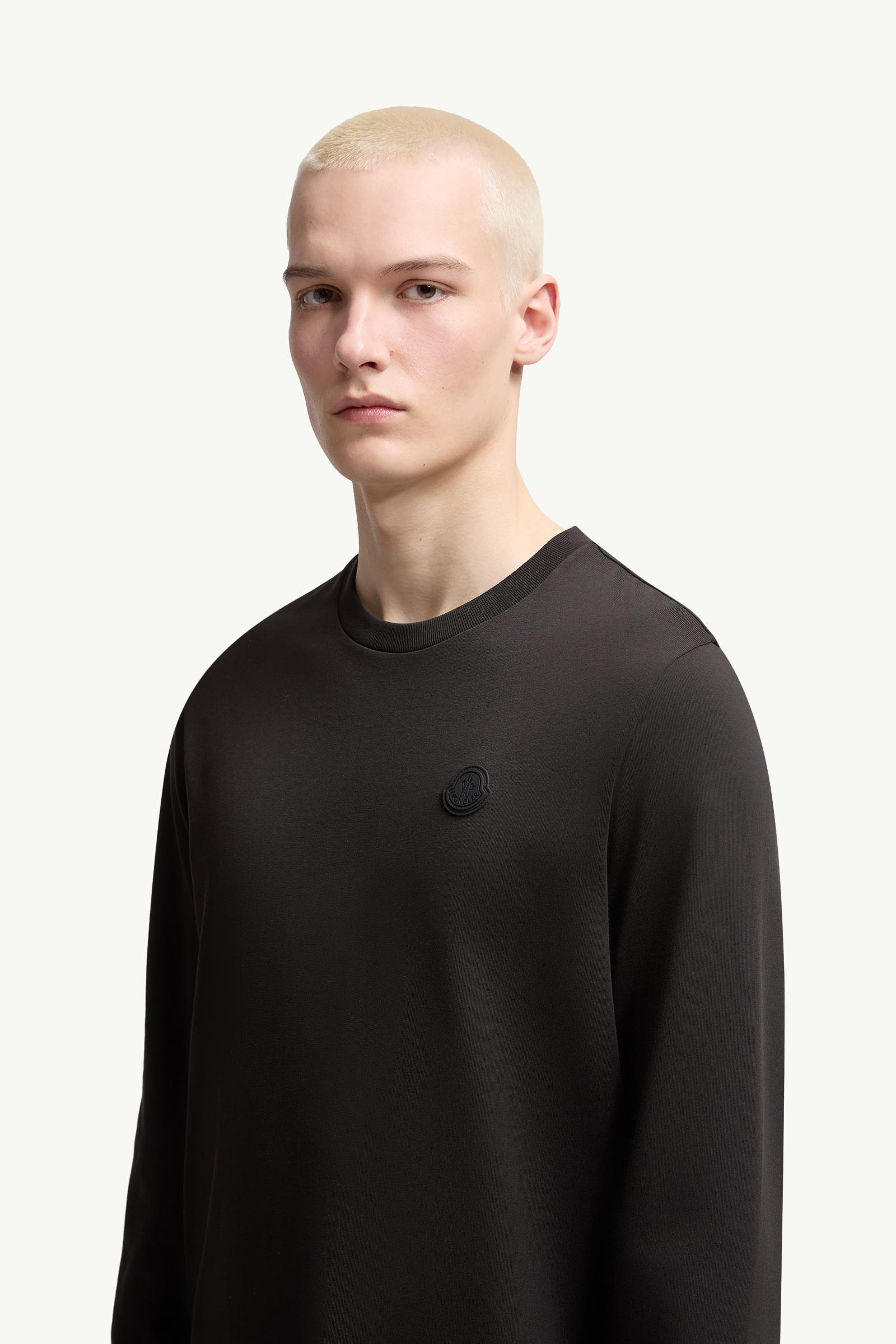 T-shirt a maniche lunghe in cotone con logo grafico Uomo Nero Moncler 1