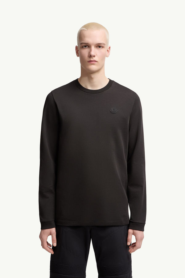 T-shirt à manches longues en coton à logo graphique Hommes Noir Moncler 3