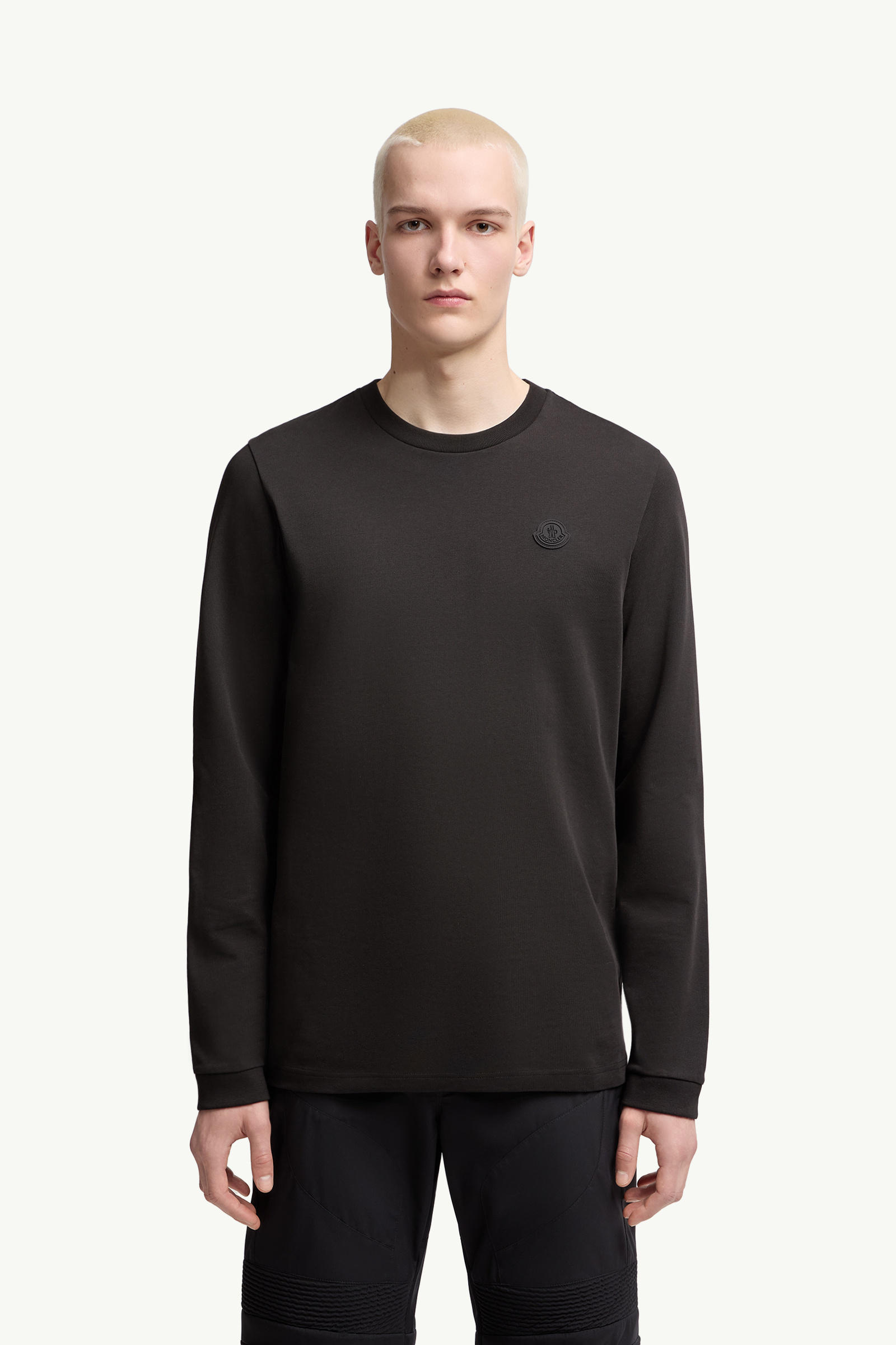 T-shirt a maniche lunghe in cotone con logo grafico Uomo Nero Moncler 3