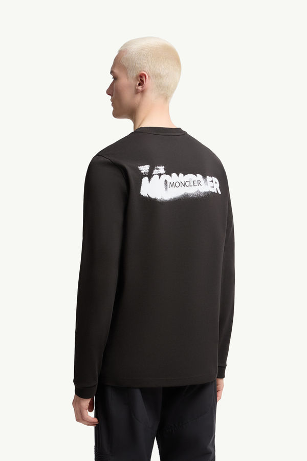 T-shirt à manches longues en coton à logo graphique Hommes Noir Moncler 4