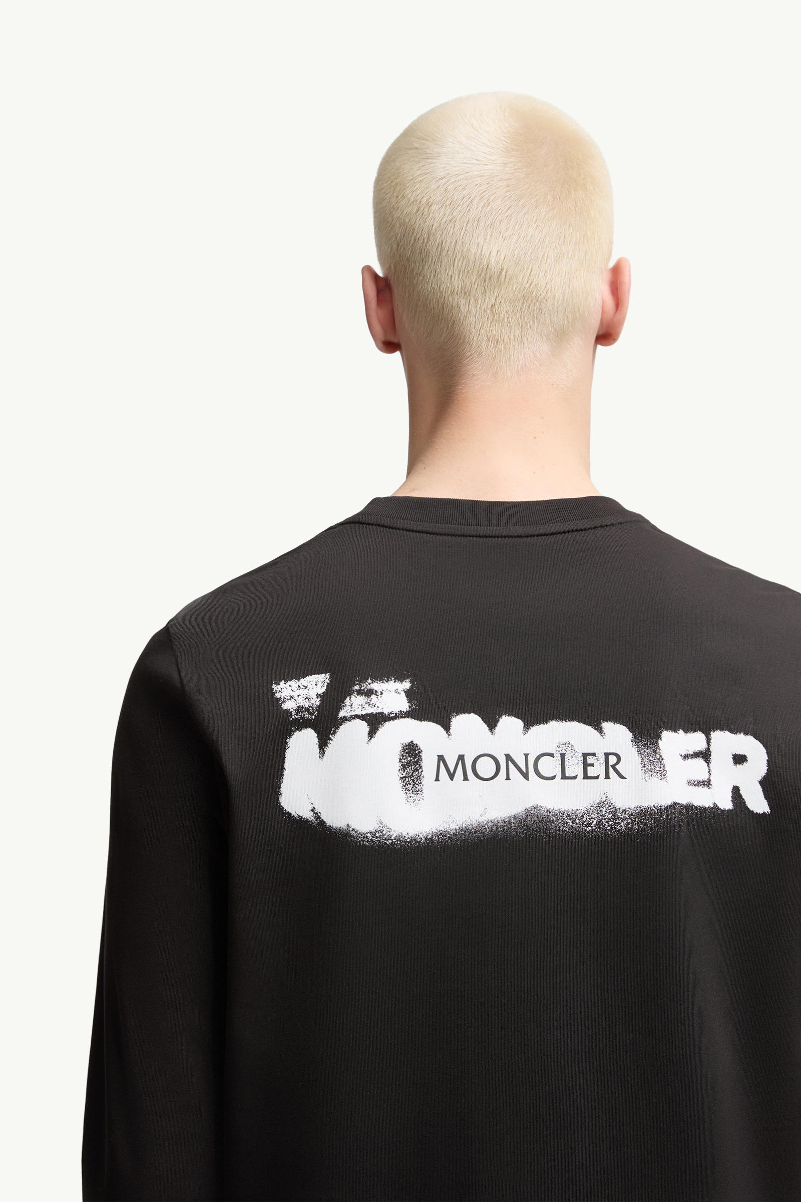 T-shirt a maniche lunghe in cotone con logo grafico Uomo Nero Moncler 5