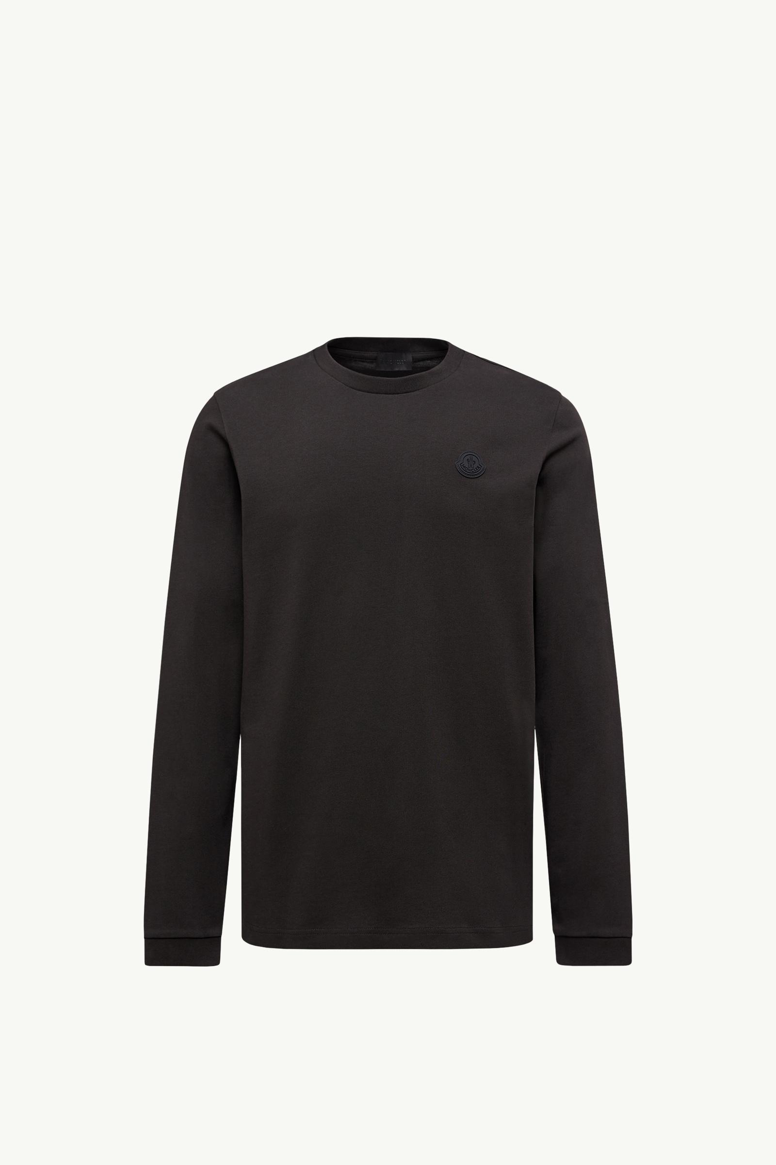Black Graphic Logo Long Sleeve Cotton T-Shirt - Polos & T-shirts