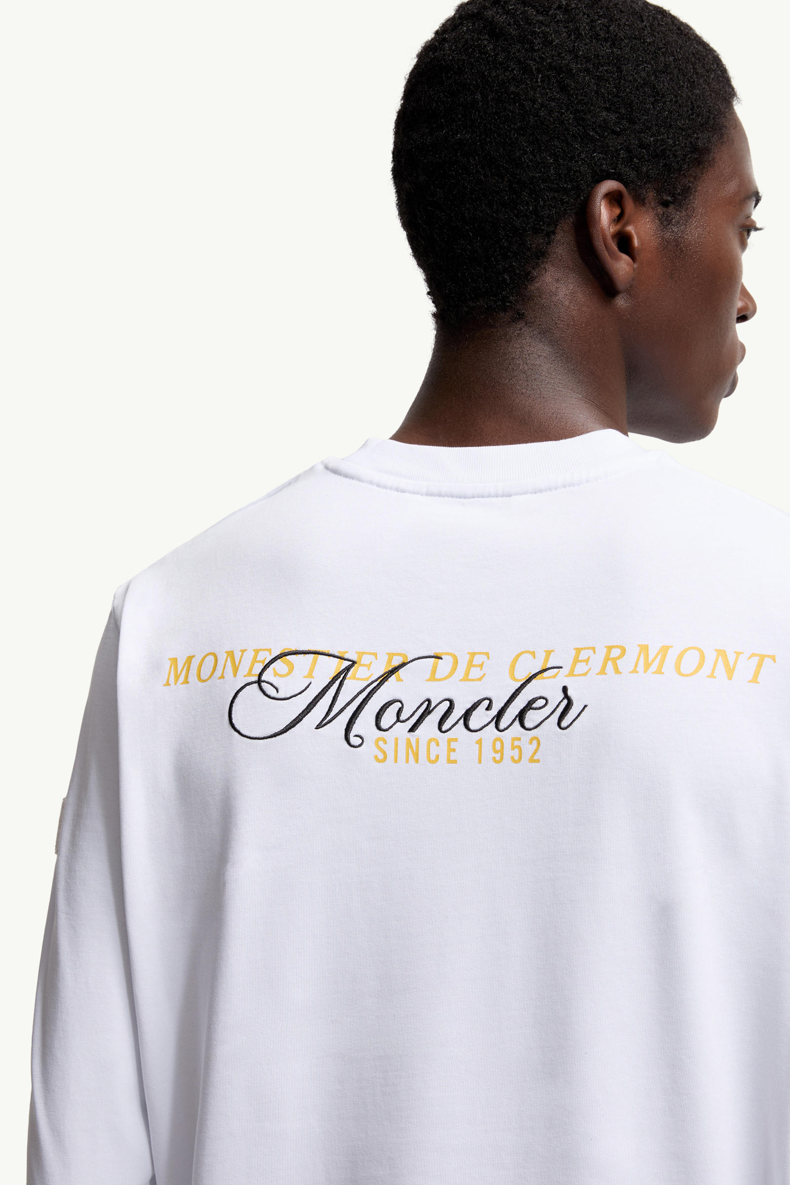 Embroidered Logo Long Sleeve Cotton T-Shirt Men White Moncler 5