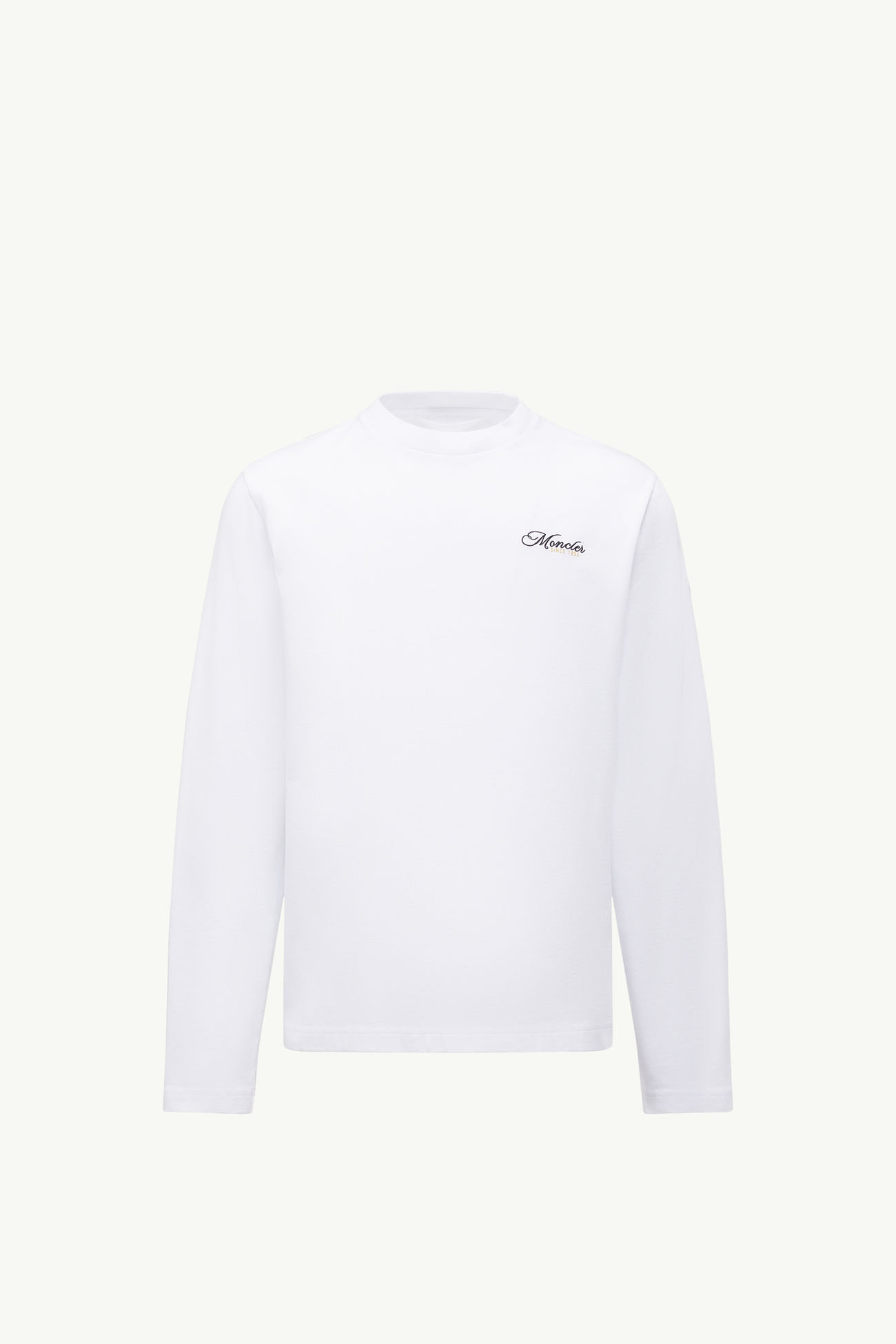 Embroidered Logo Long Sleeve Cotton T-Shirt Men White Moncler 2