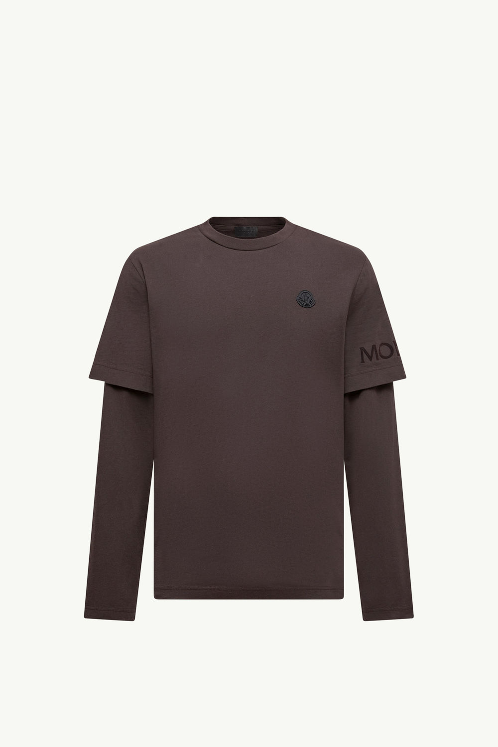 Double Sleeve Cotton T-Shirt Men Brown Moncler 2