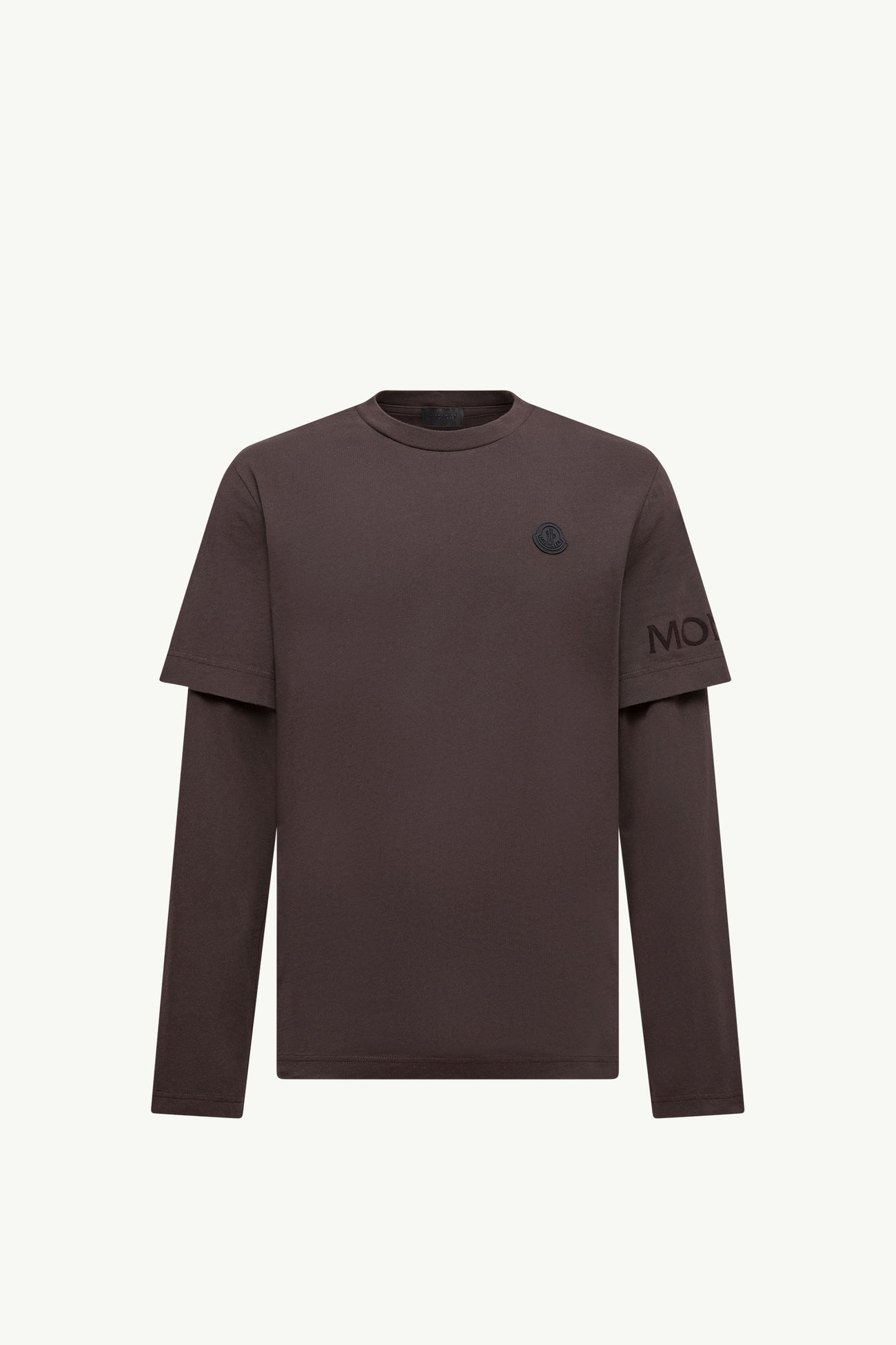 Double Sleeve Cotton T-Shirt Men Brown Moncler 2