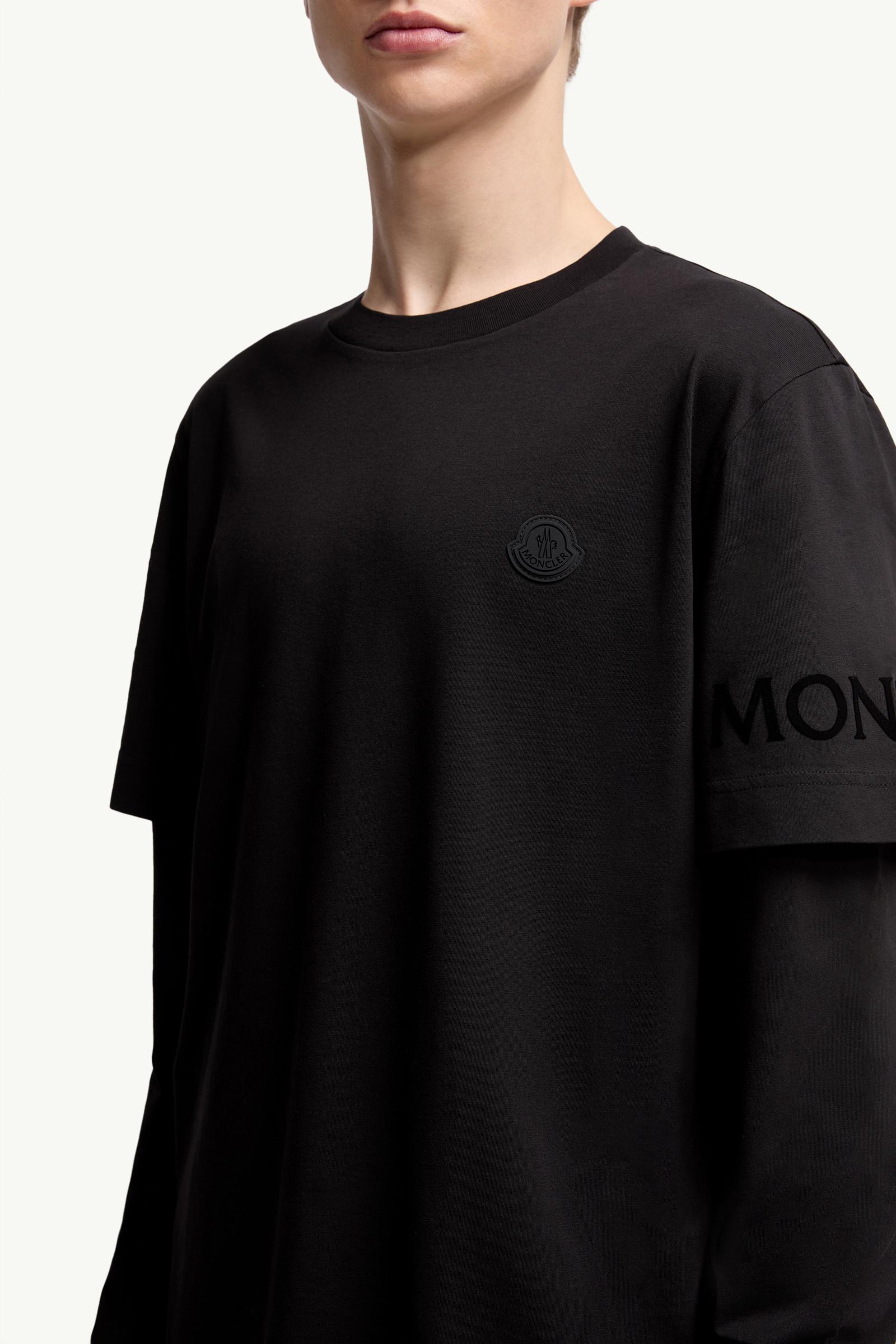 Black Double Sleeve Cotton T-Shirt - Polos & T-shirts for Men