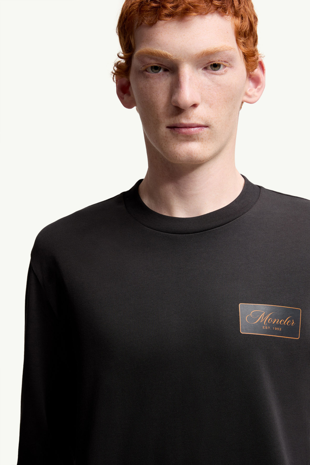 Cartoon Logos Long Sleeve Cotton T-Shirt Men Black Moncler 6