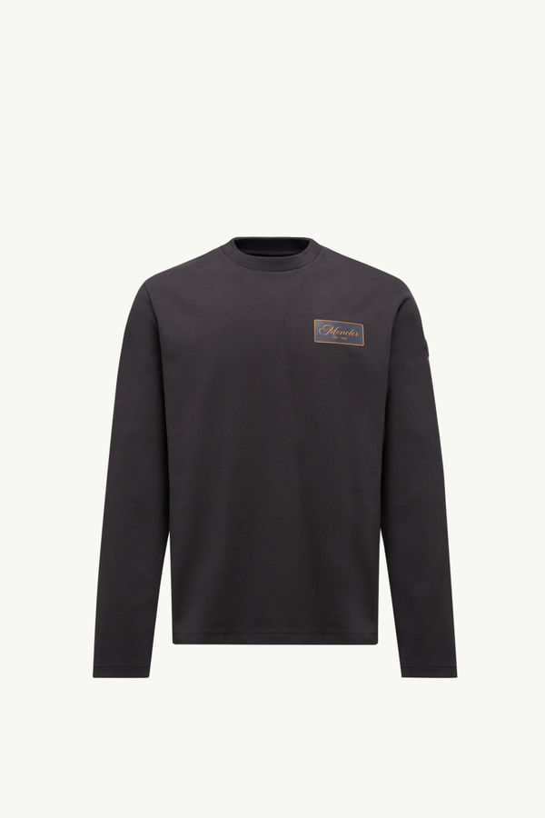 Cartoon Logos Long Sleeve Cotton T-Shirt Men Black Moncler 2