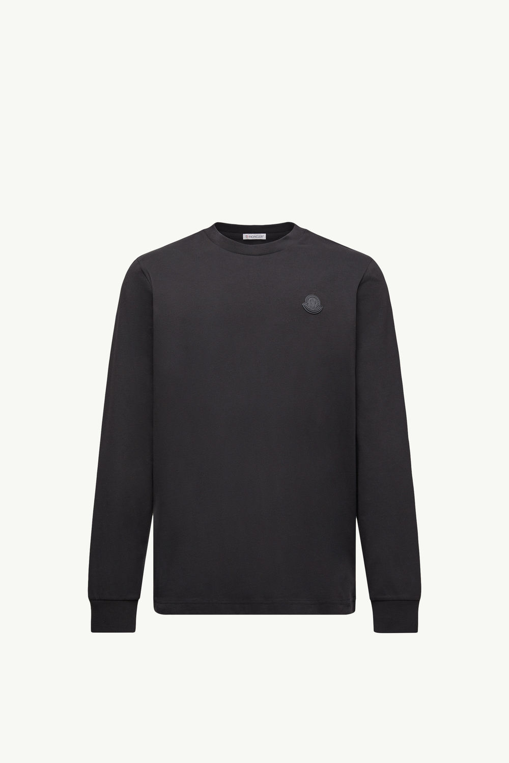 Leather Logo Long Sleeve Cotton T-Shirt Men Black Moncler 2