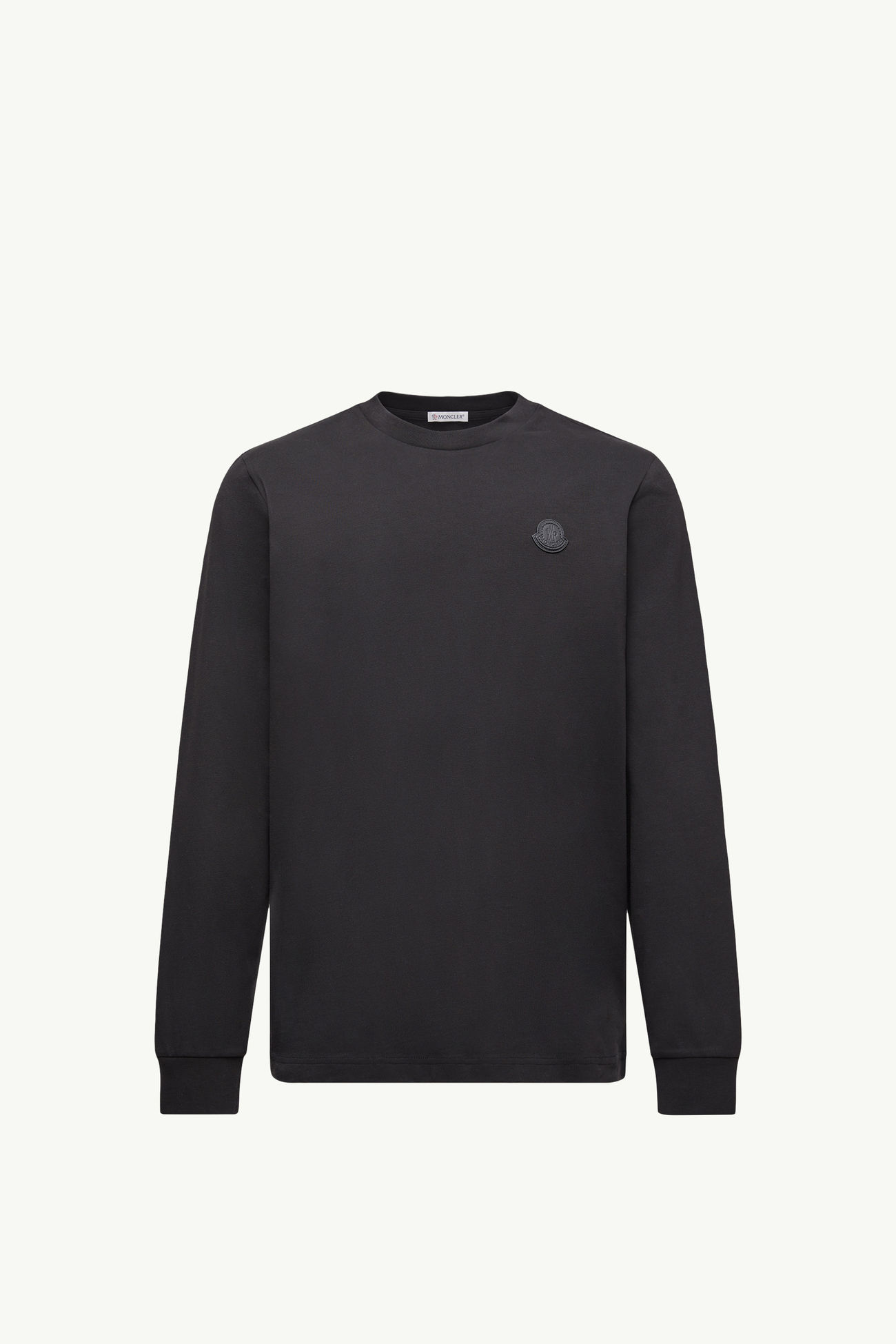 Leather Logo Long Sleeve Cotton T-Shirt Men Black Moncler 2
