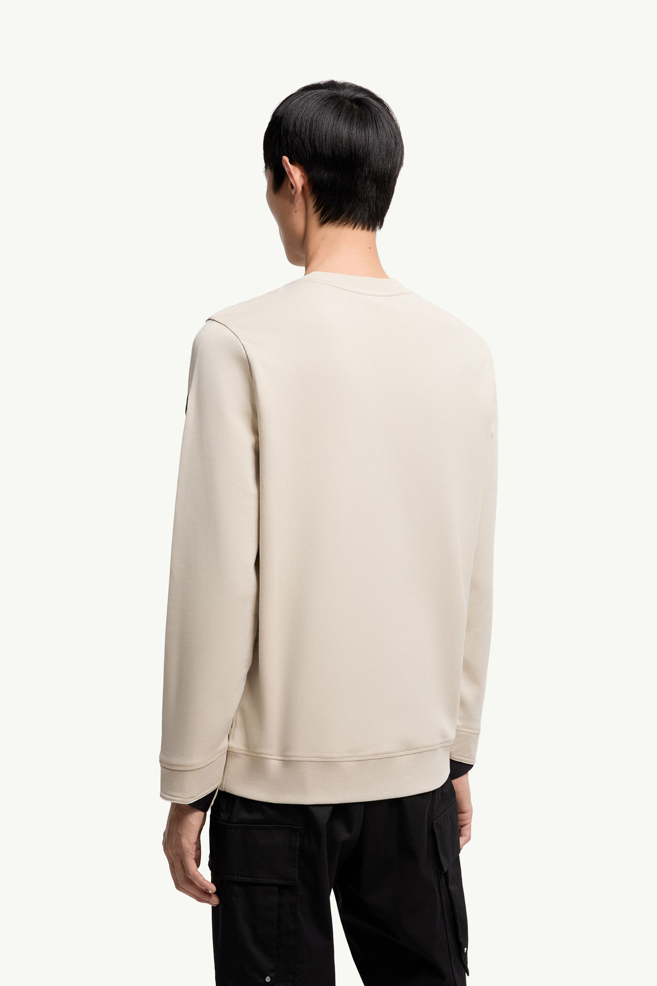 Felpa con patch logato in cotone Uomo Beige Chiaro Moncler 4